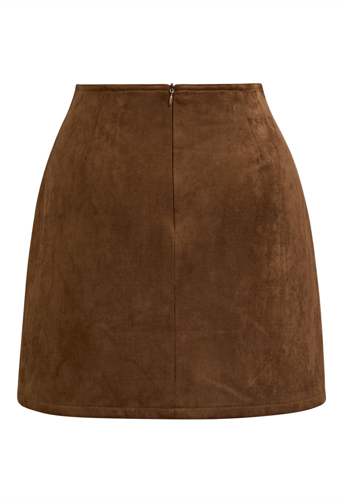 Retro Chic Faux Suede Mini Skirt in Caramel