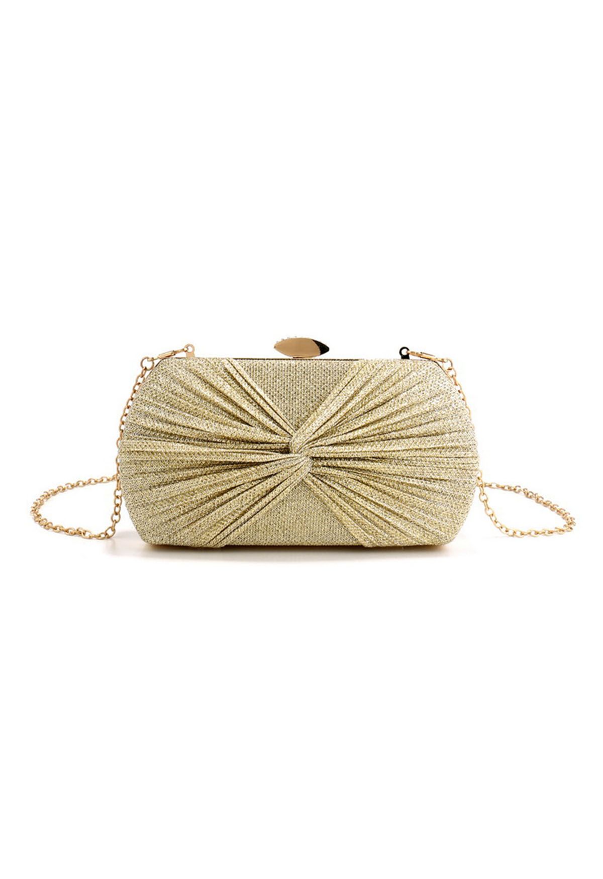 Shining Gift Knotted Clutch in Gold