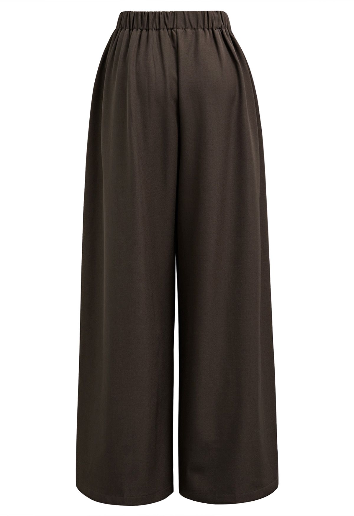 Allure in Motion Elastic Waist Pleats Palazzo Pants in Brown