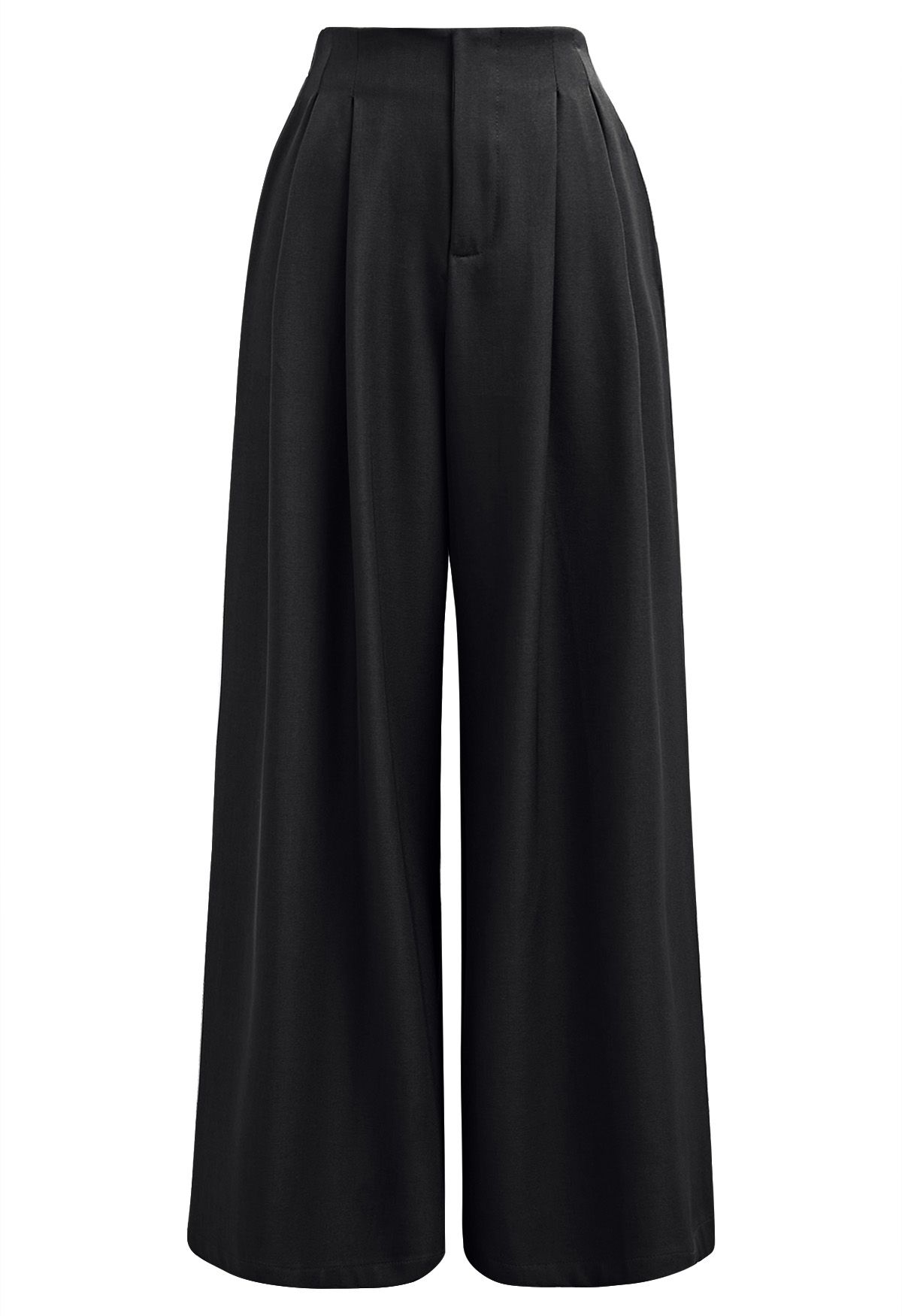 Allure in Motion Elastic Waist Pleats Palazzo Pants in Black