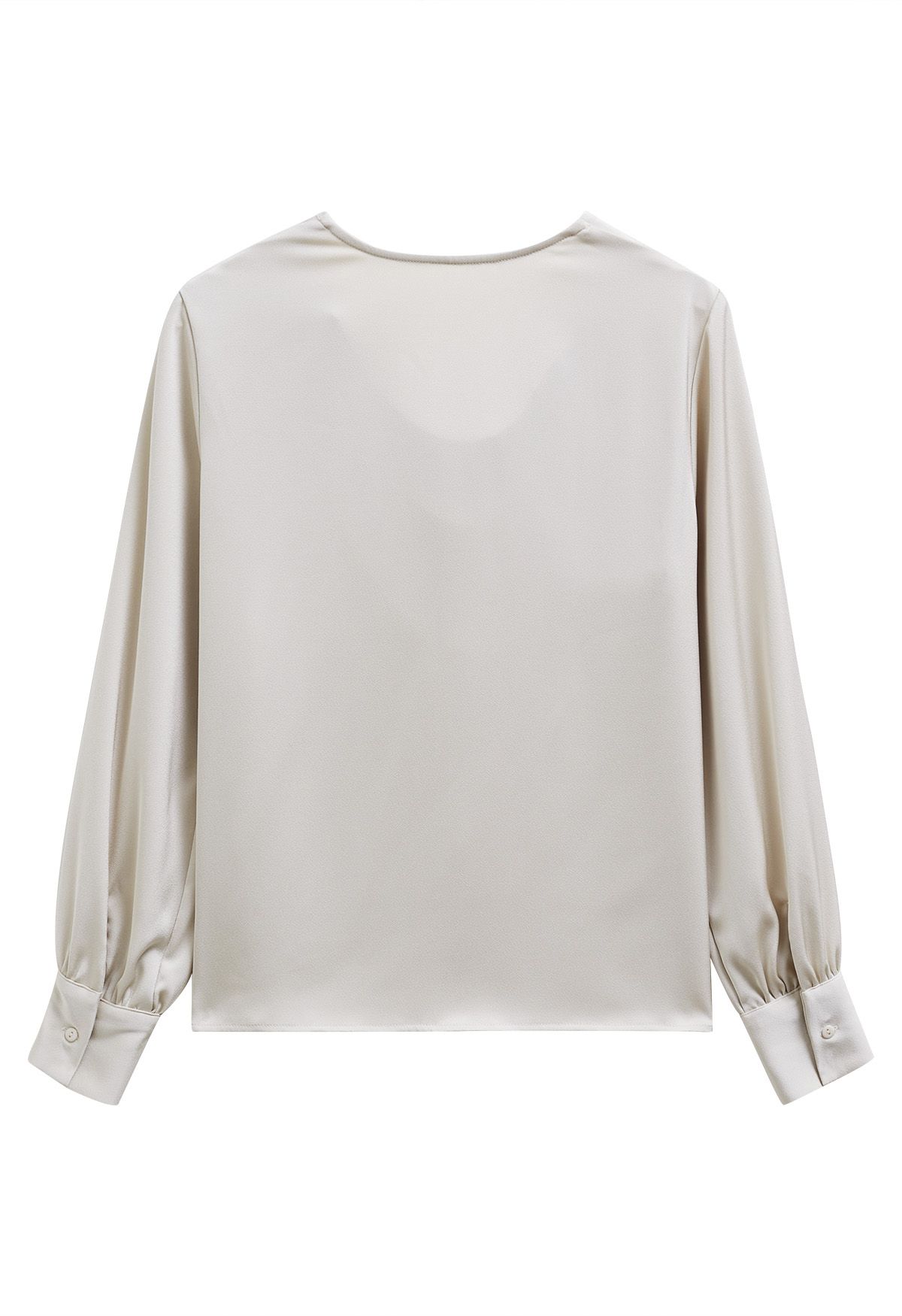 Pearly Butterfly Feather Trim Cowl Neck Top in Champagne