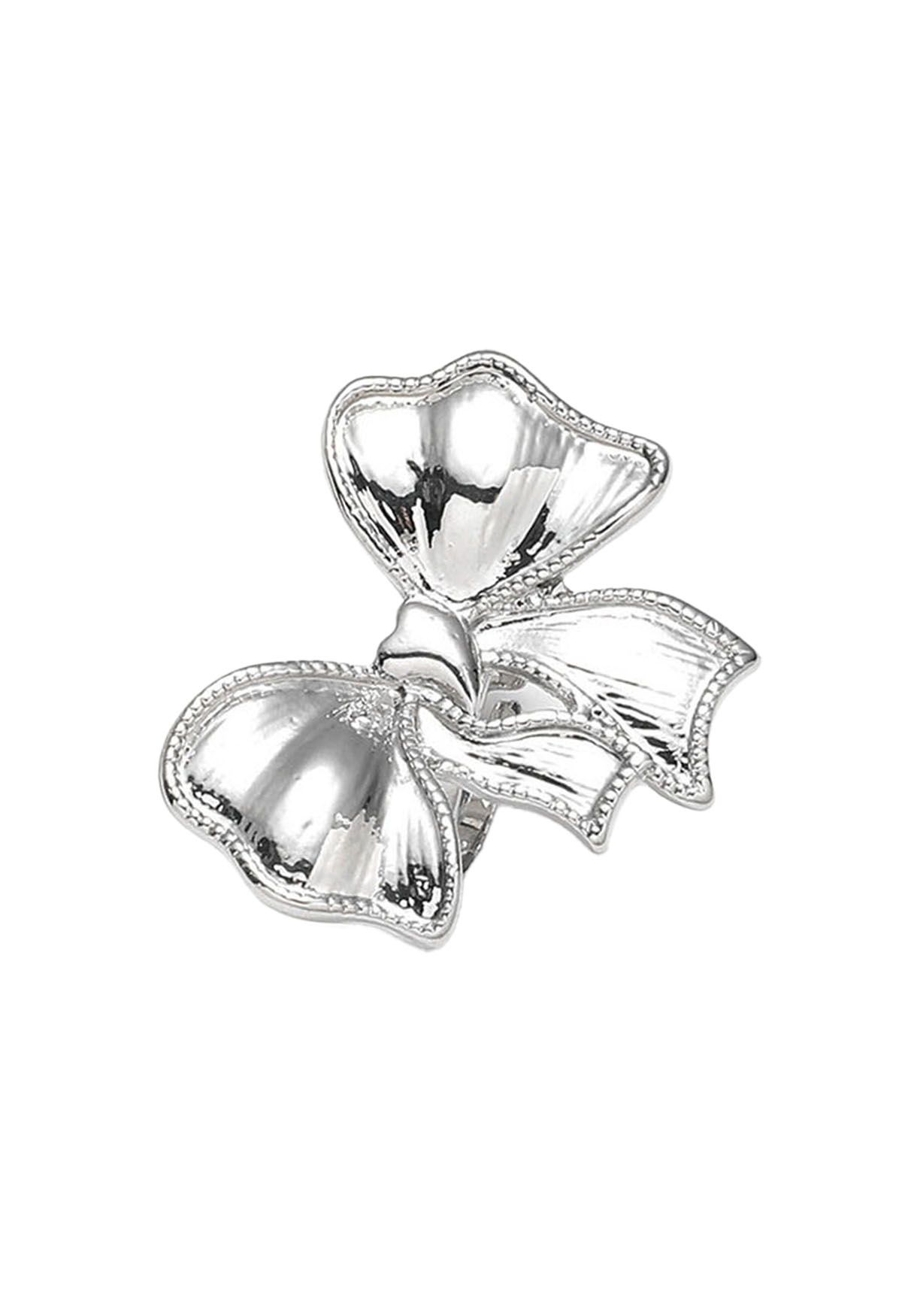 Polished Bowknot Ring in Silver