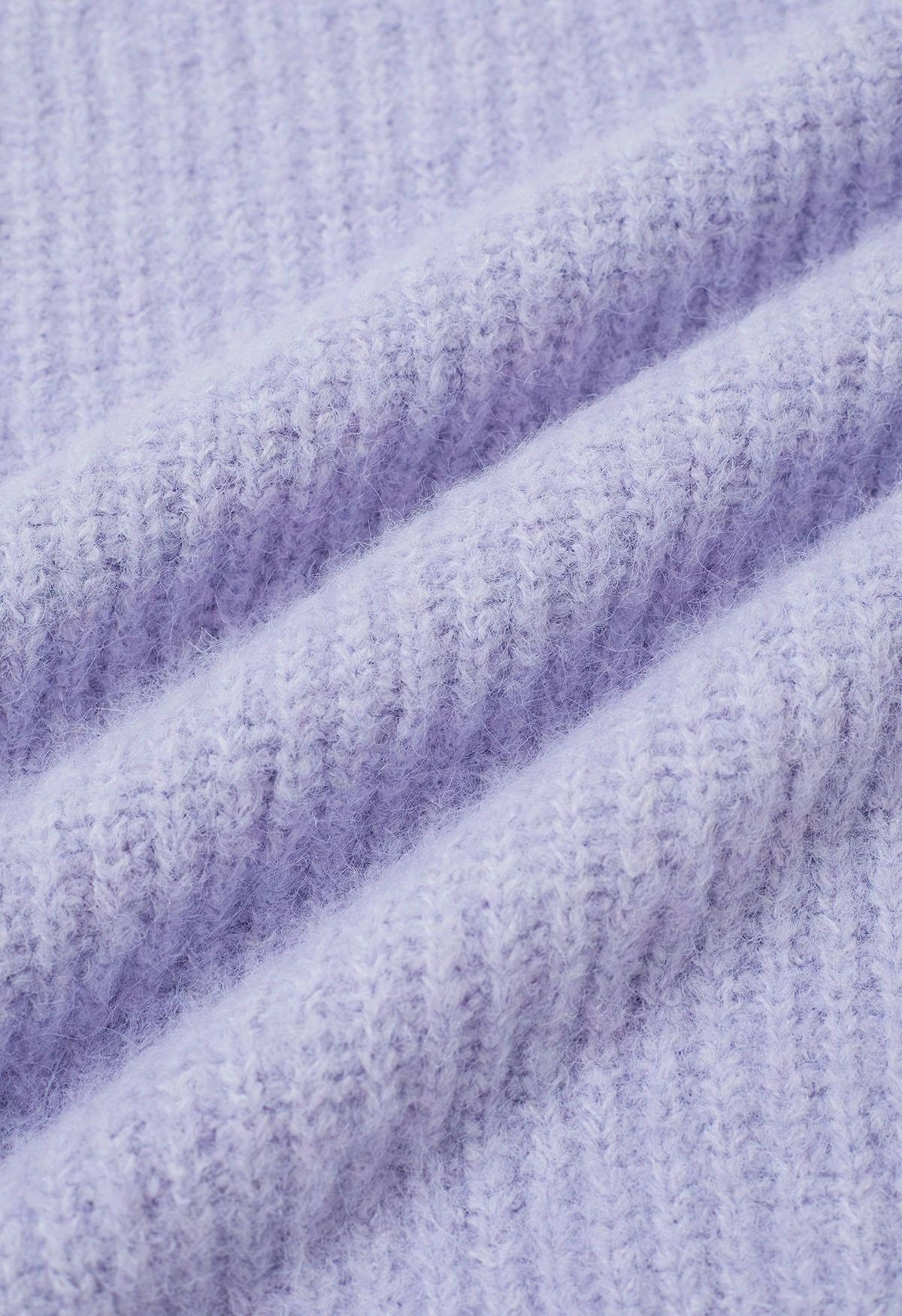 Solid Color Rib Knit Sweater in Lavender