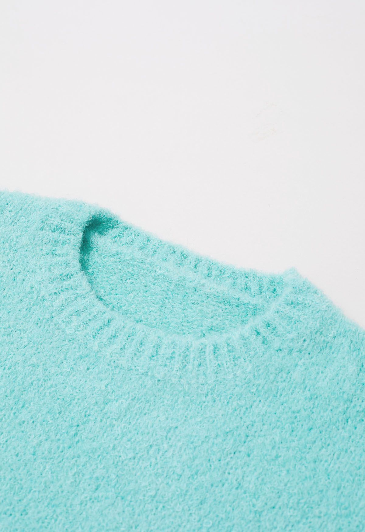 Ribbed Fuzzy Soft Knit Sweater in Mint