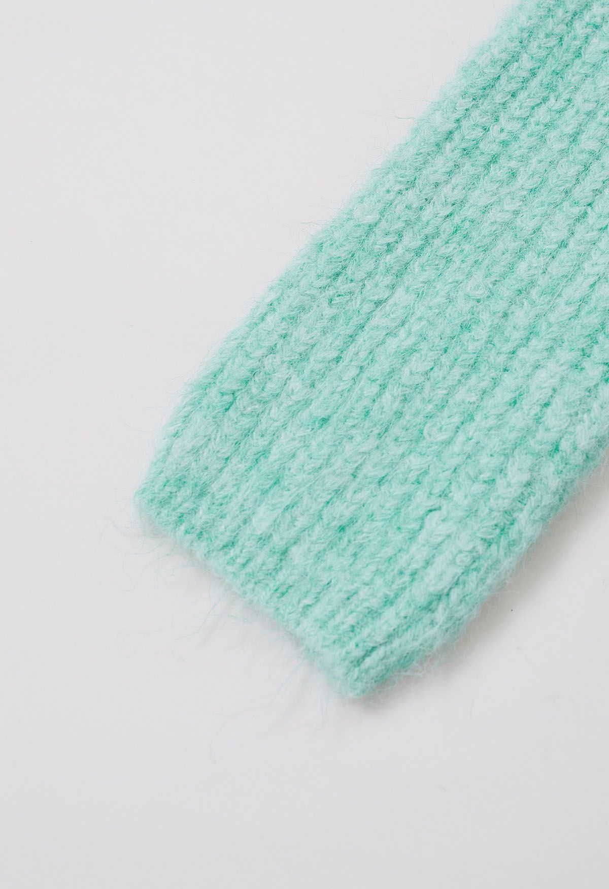 Solid Color Rib Knit Sweater in Mint