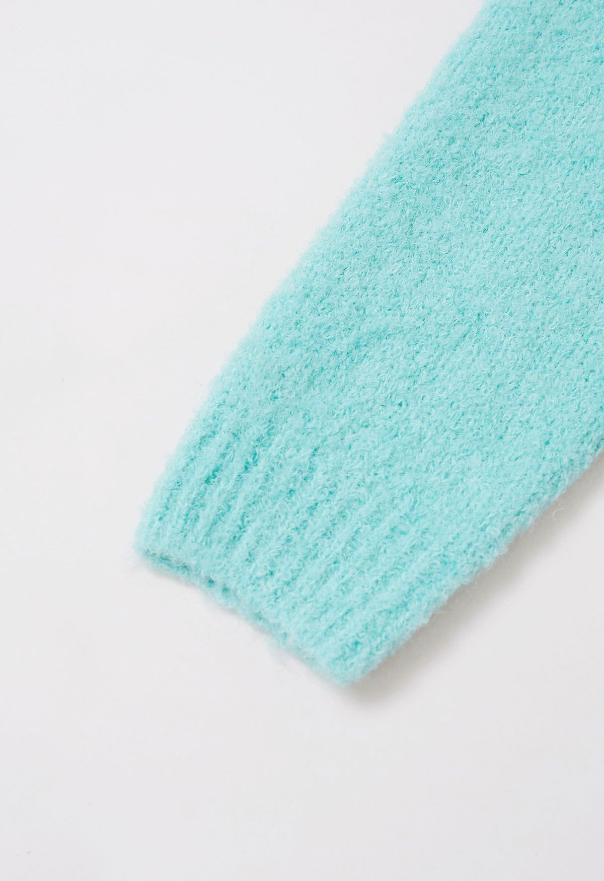 Ribbed Fuzzy Soft Knit Sweater in Mint