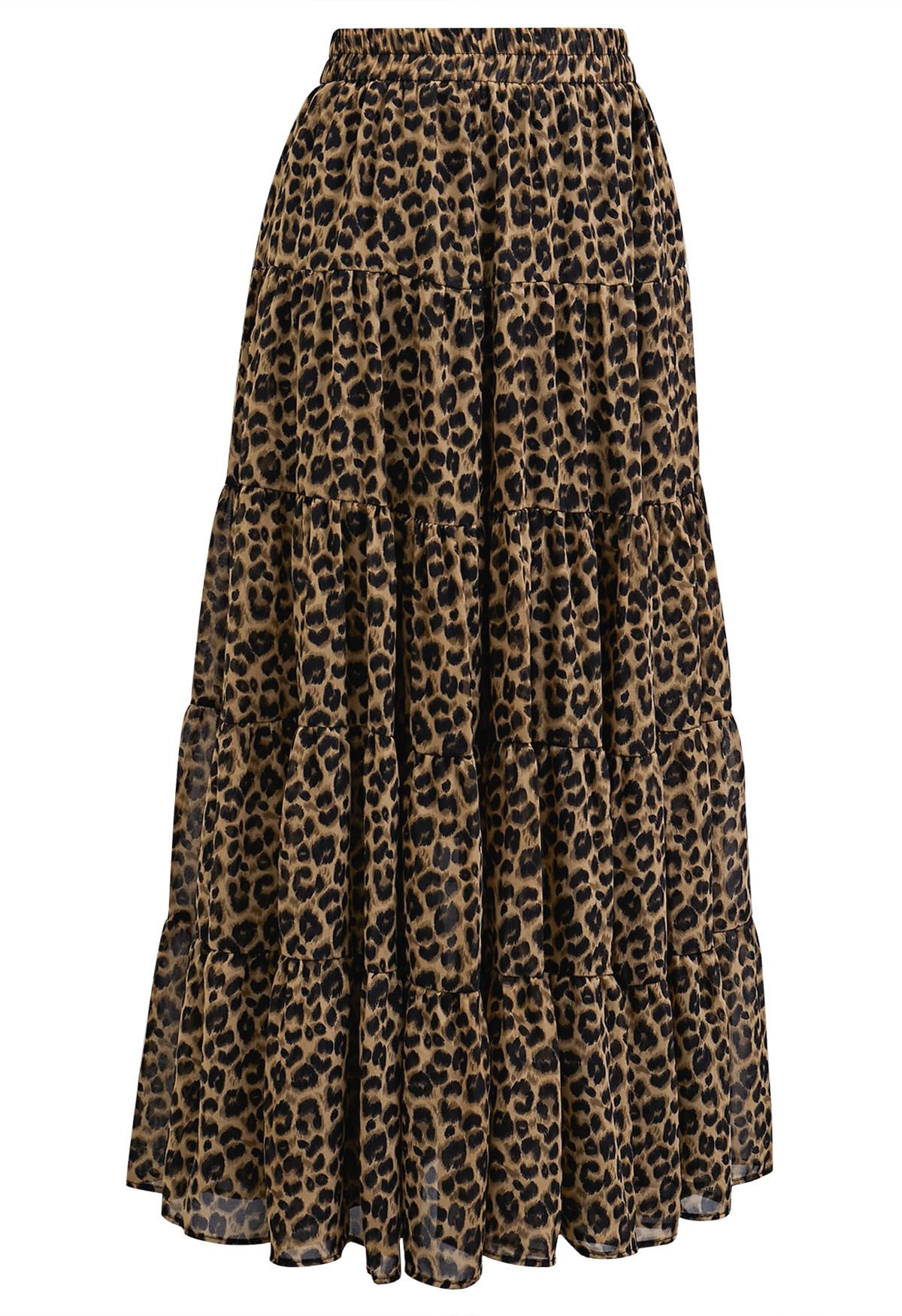 Wild Side Animal Print Chiffon Midi Skirt