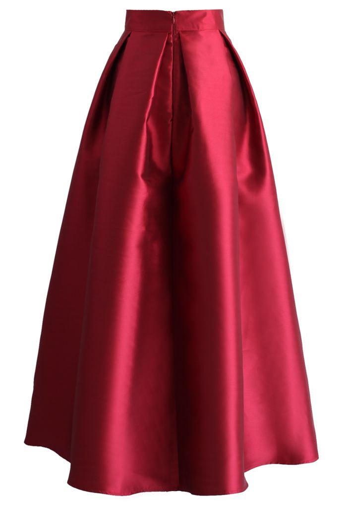 Luxurious Night Bowknot Pleated A-Line Skirt in Red