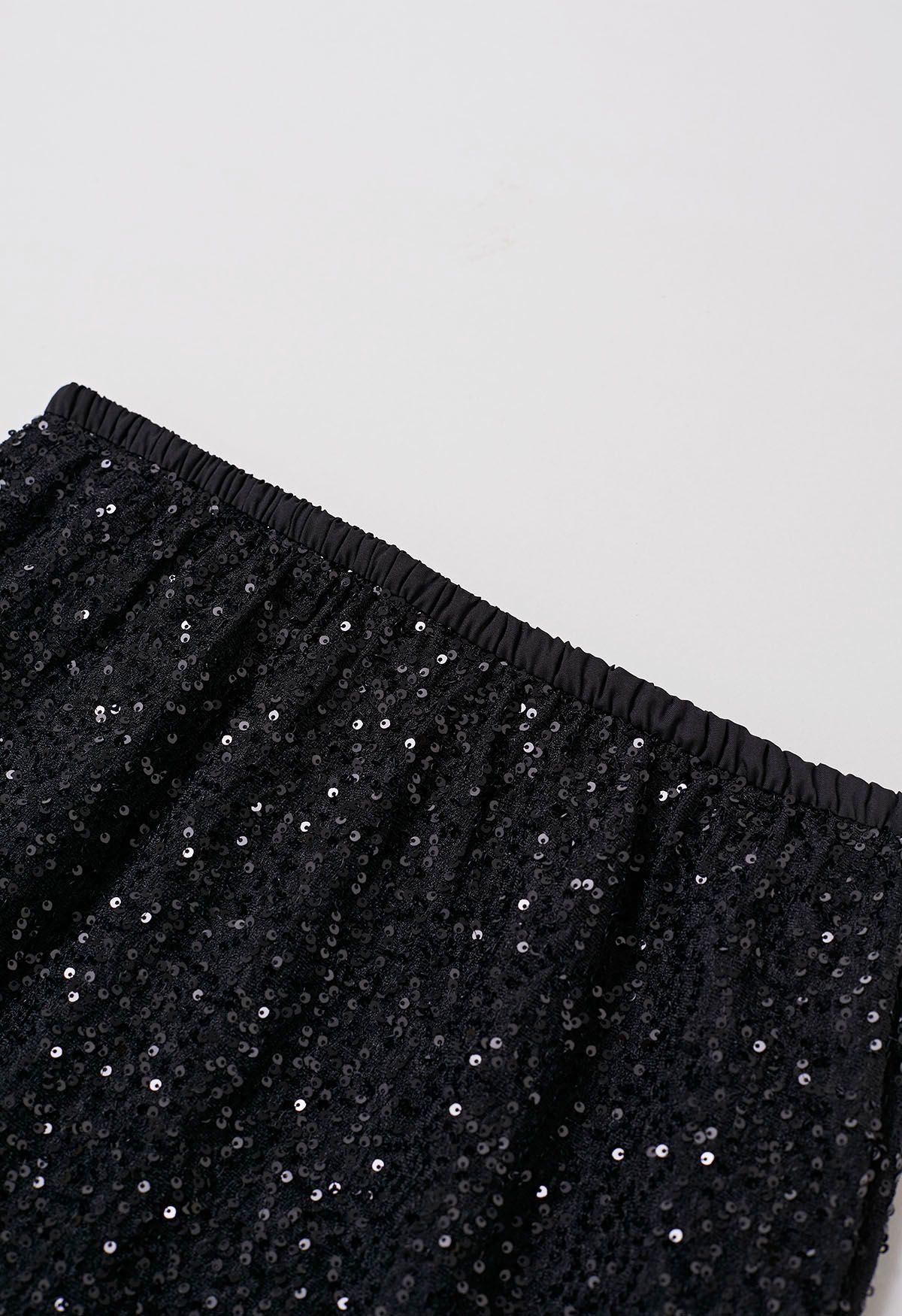 Full Sequin Mermaid Maxi Skirt in Black