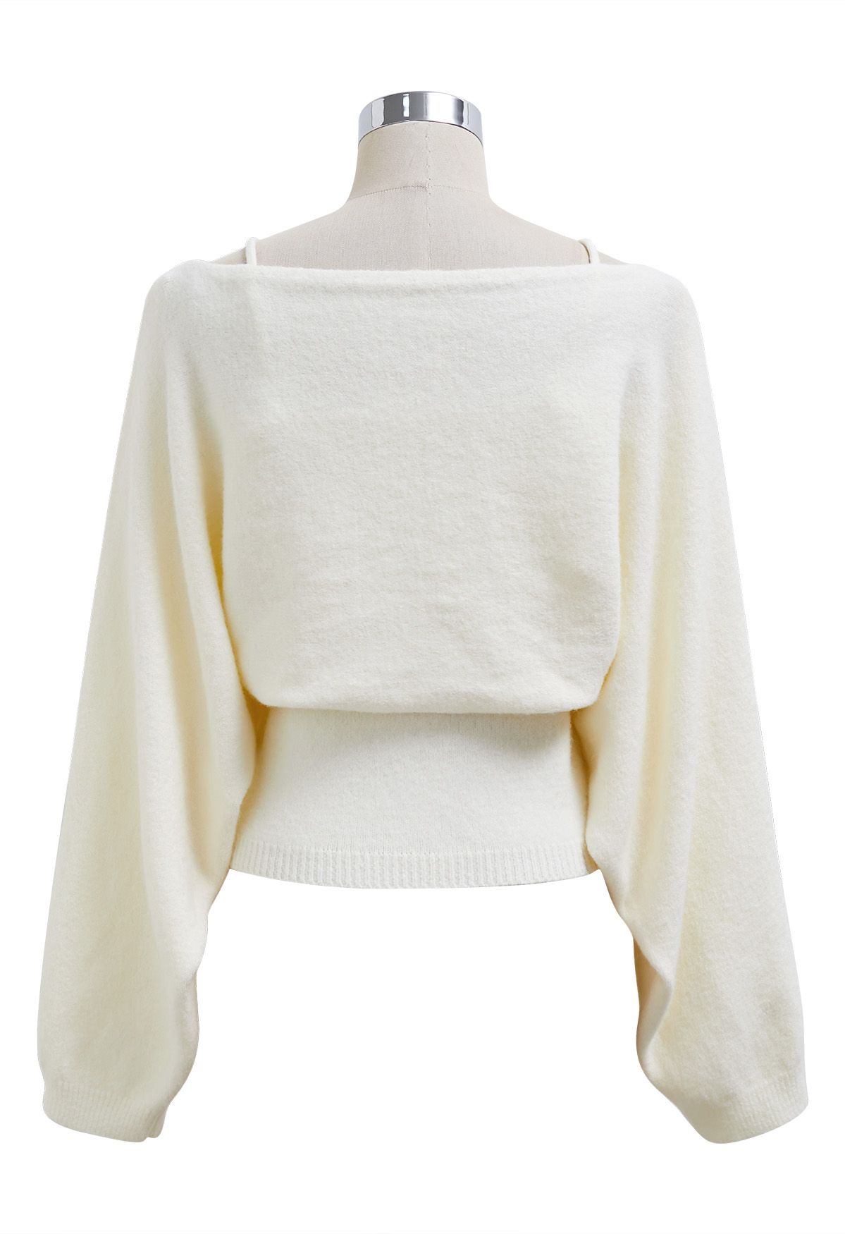 Mesmerizing Bowknot Cami Top and Sweater Set in Cream