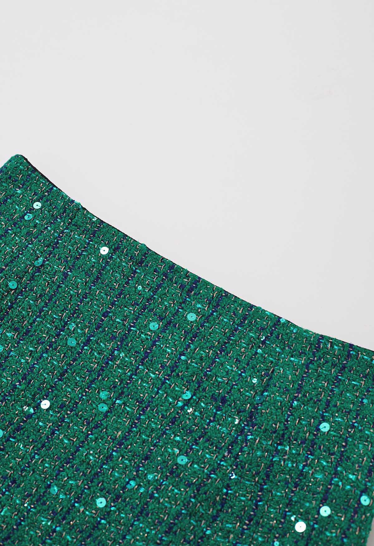 Holiday Sequin Tweed Mini Skirt