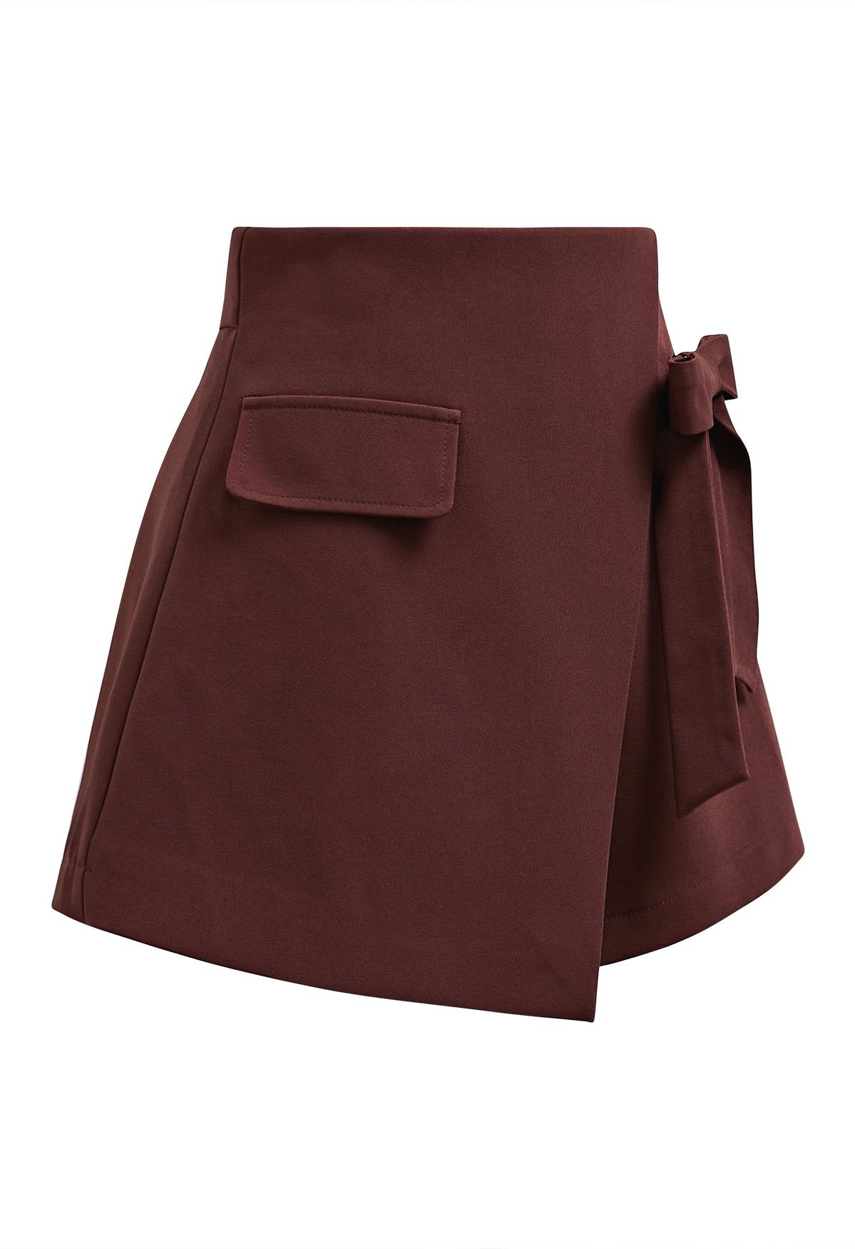 Statement Bowknot Flap Mini Skorts in Burgundy