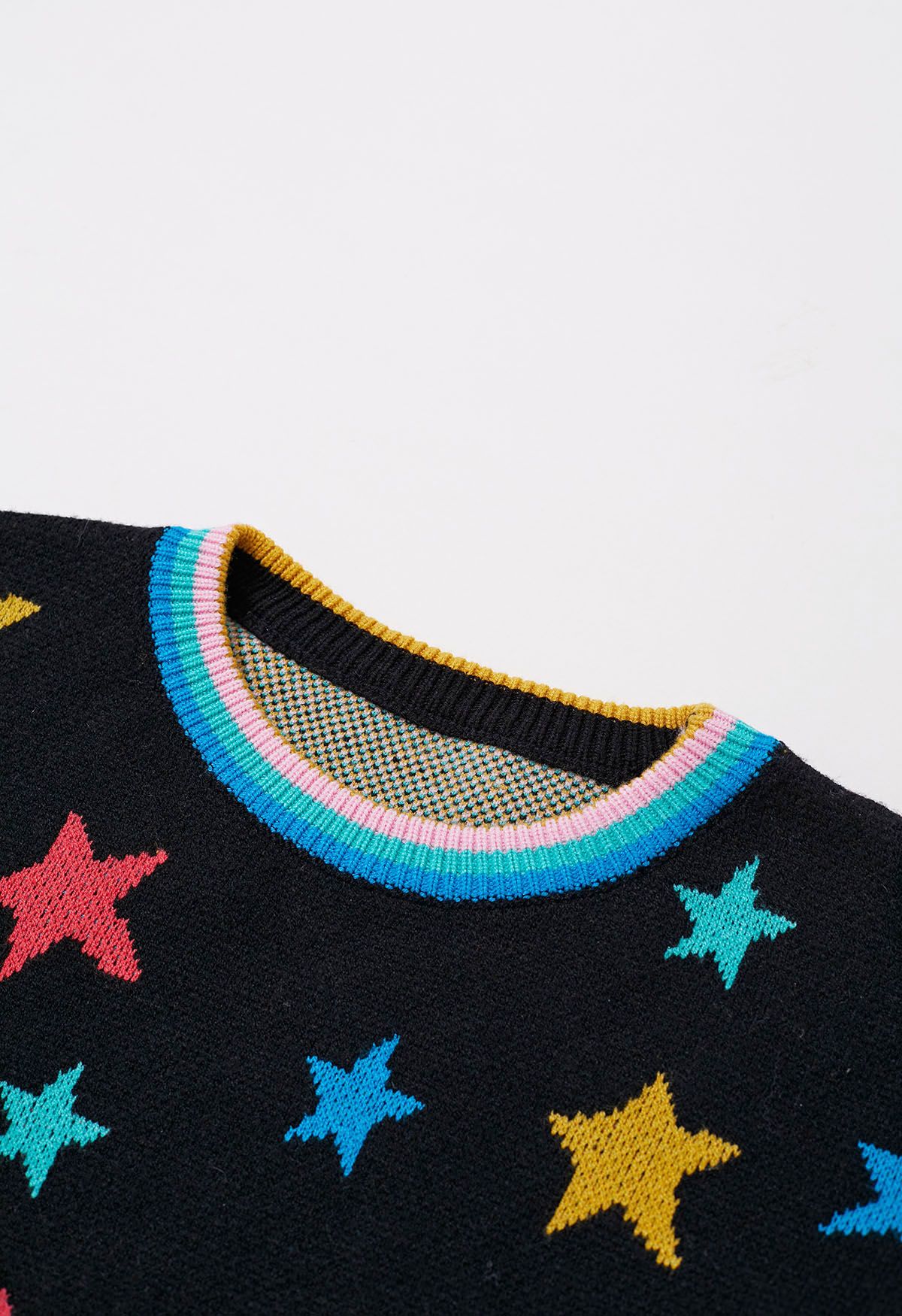 Cosmic Charm Star Bell Sleeve Knit Sweater in Black