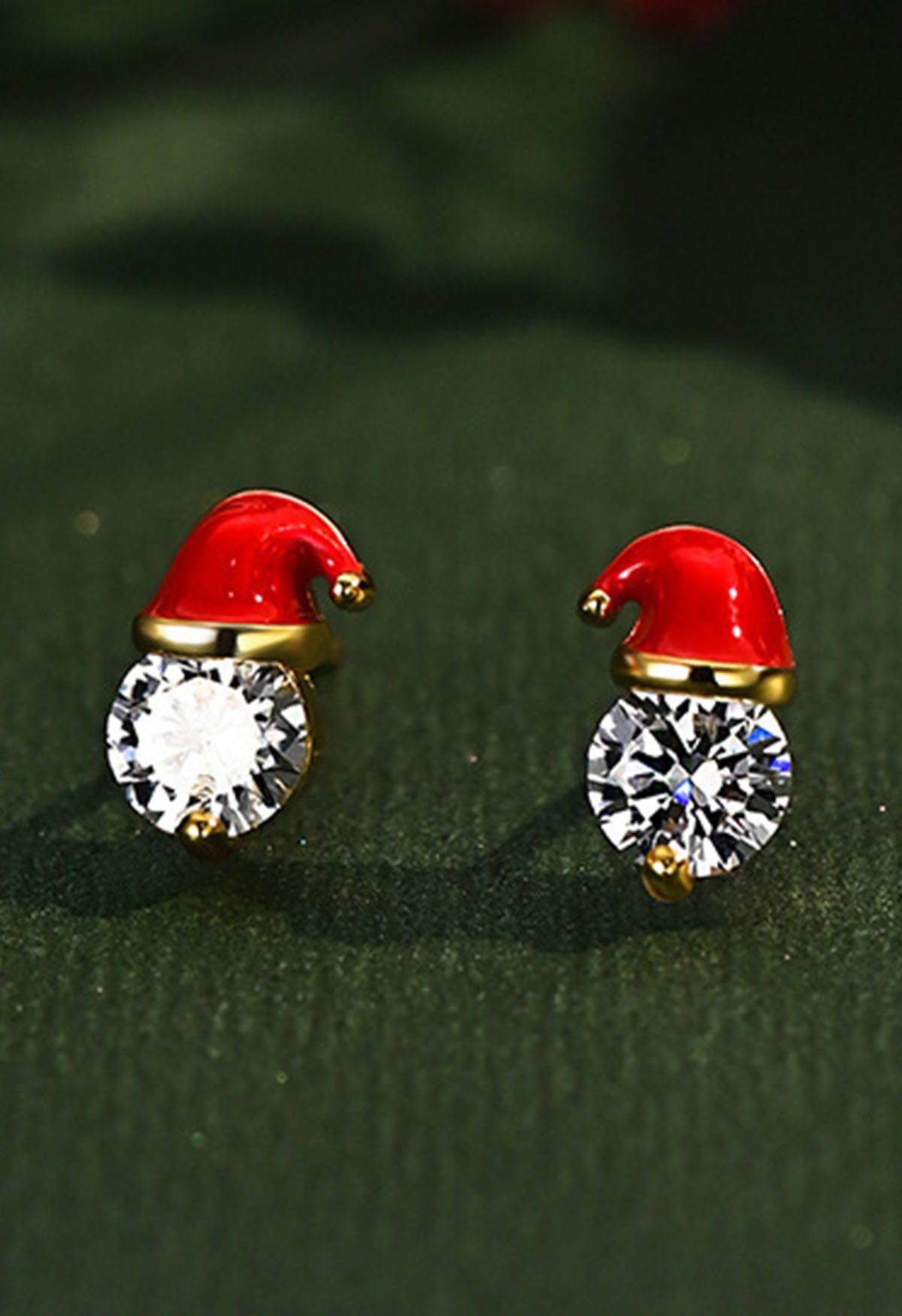 Santa Hat Rhinestone Earrings