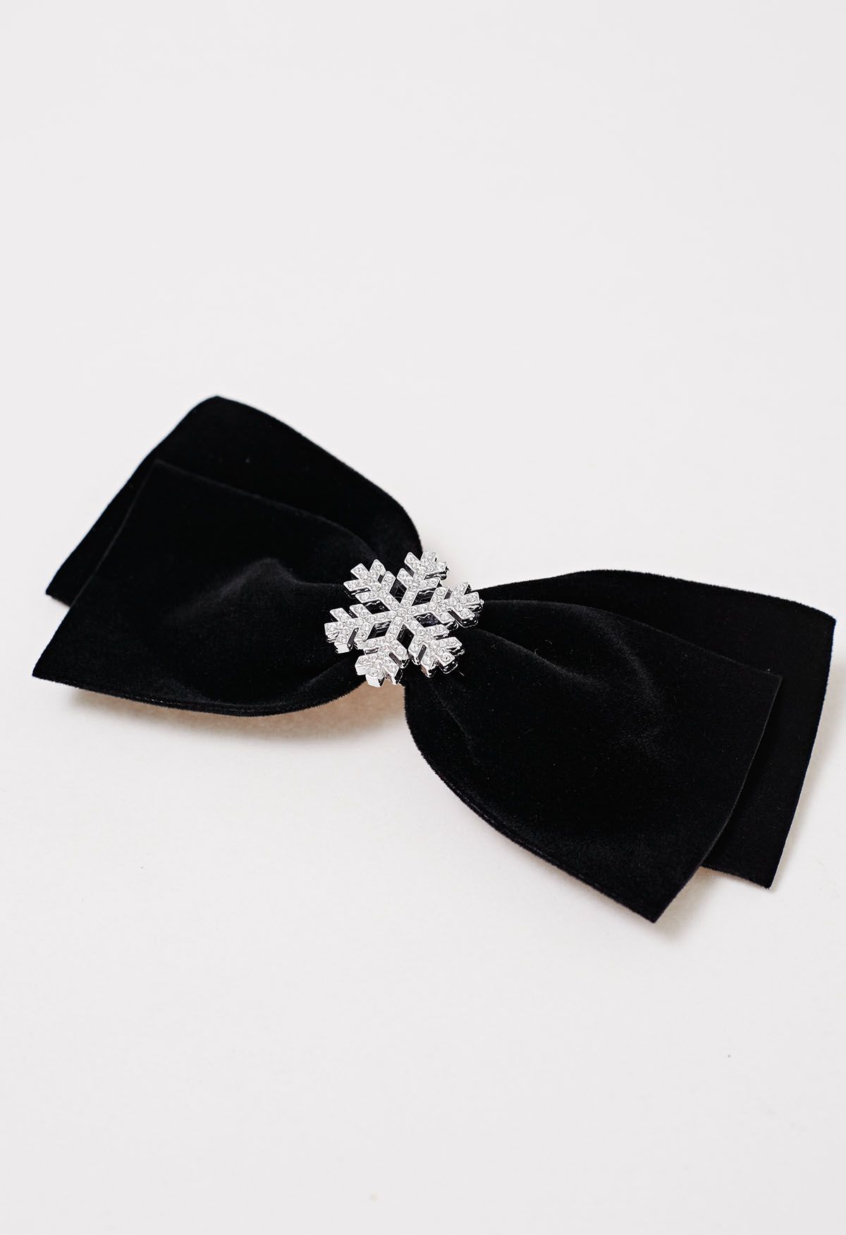 Snowflake Velvet Bowknot Hair Clip in Black