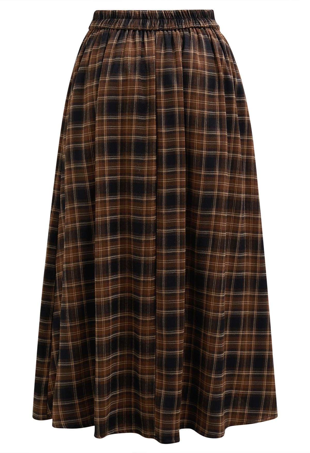 Iconic Aspect Plaid Pattern Pleated Midi Skirt