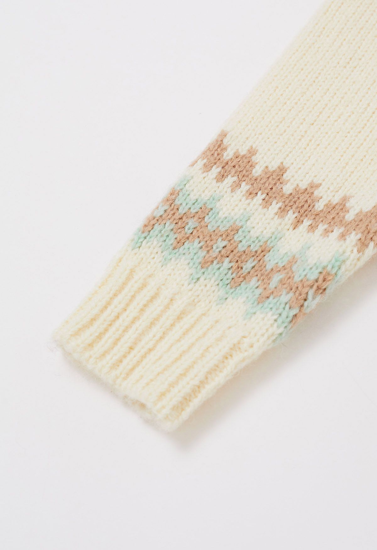 Playful Waterdrop Fair Isle Knit Sweater in Cream