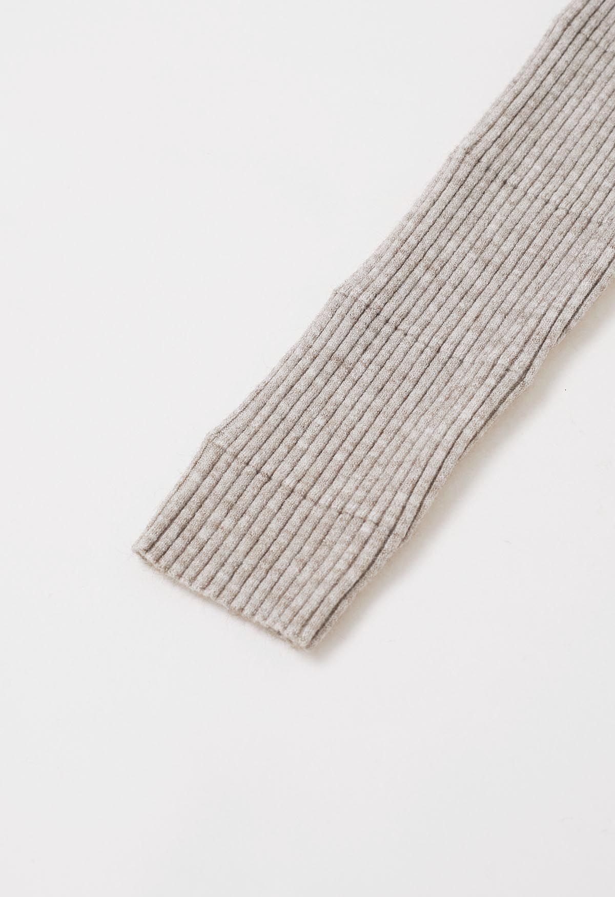 Softness Turtleneck Ribbed Texture Knit Top in Oatmeal