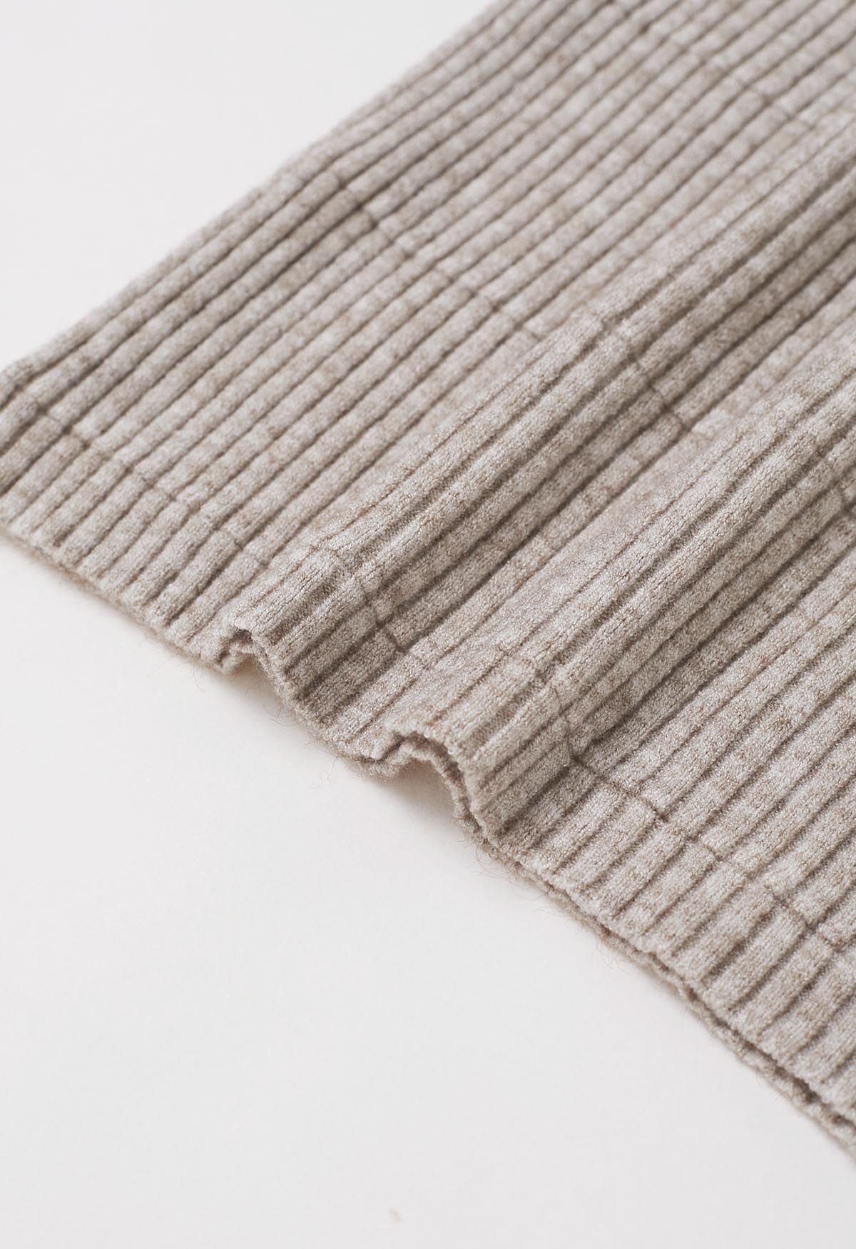 Softness Turtleneck Ribbed Texture Knit Top in Oatmeal