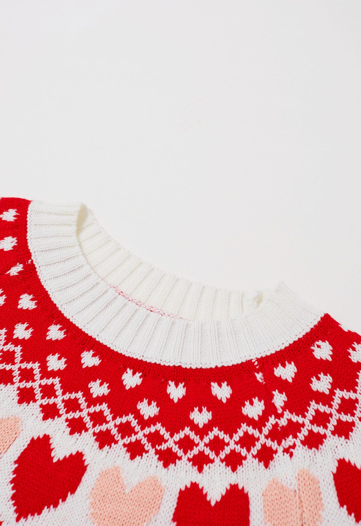 Lovely Heart Fair Isle Knit Sweater 