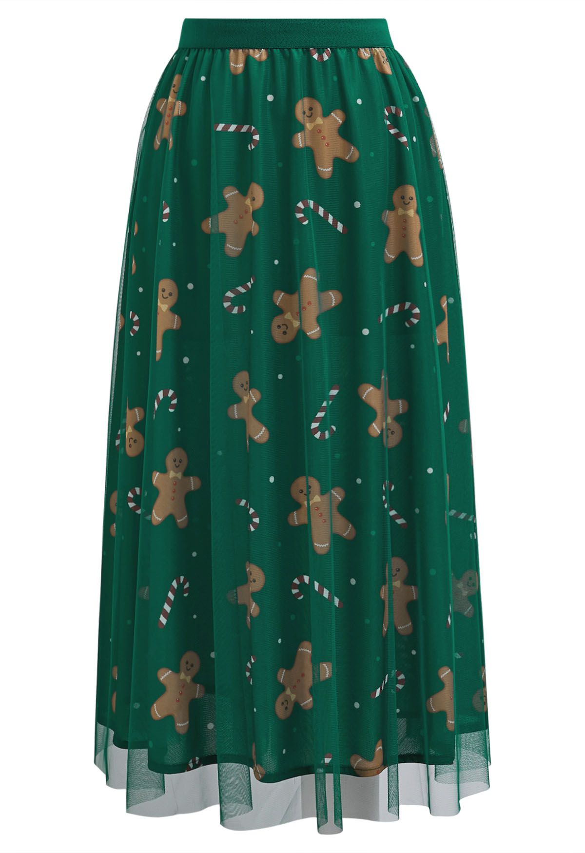 Merry Gingerbread Man Mesh Tulle Midi Skirt