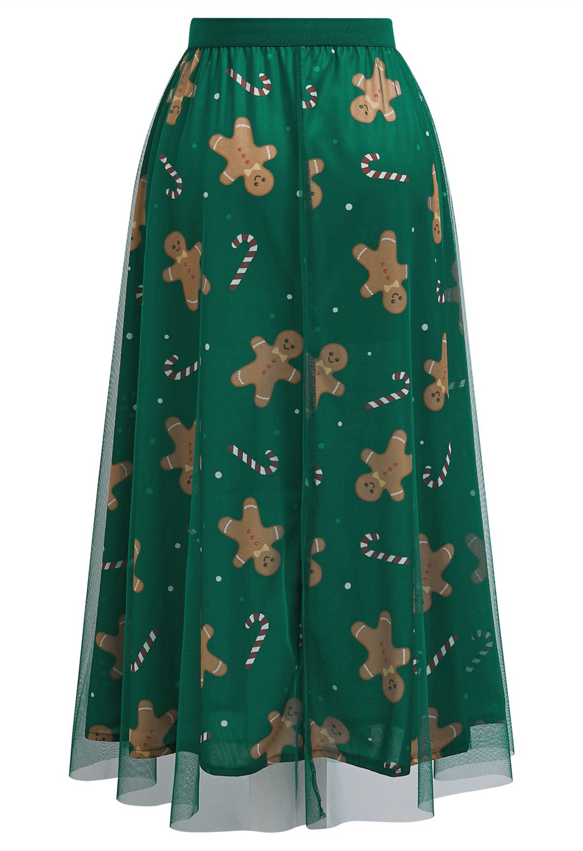 Merry Gingerbread Man Mesh Tulle Midi Skirt