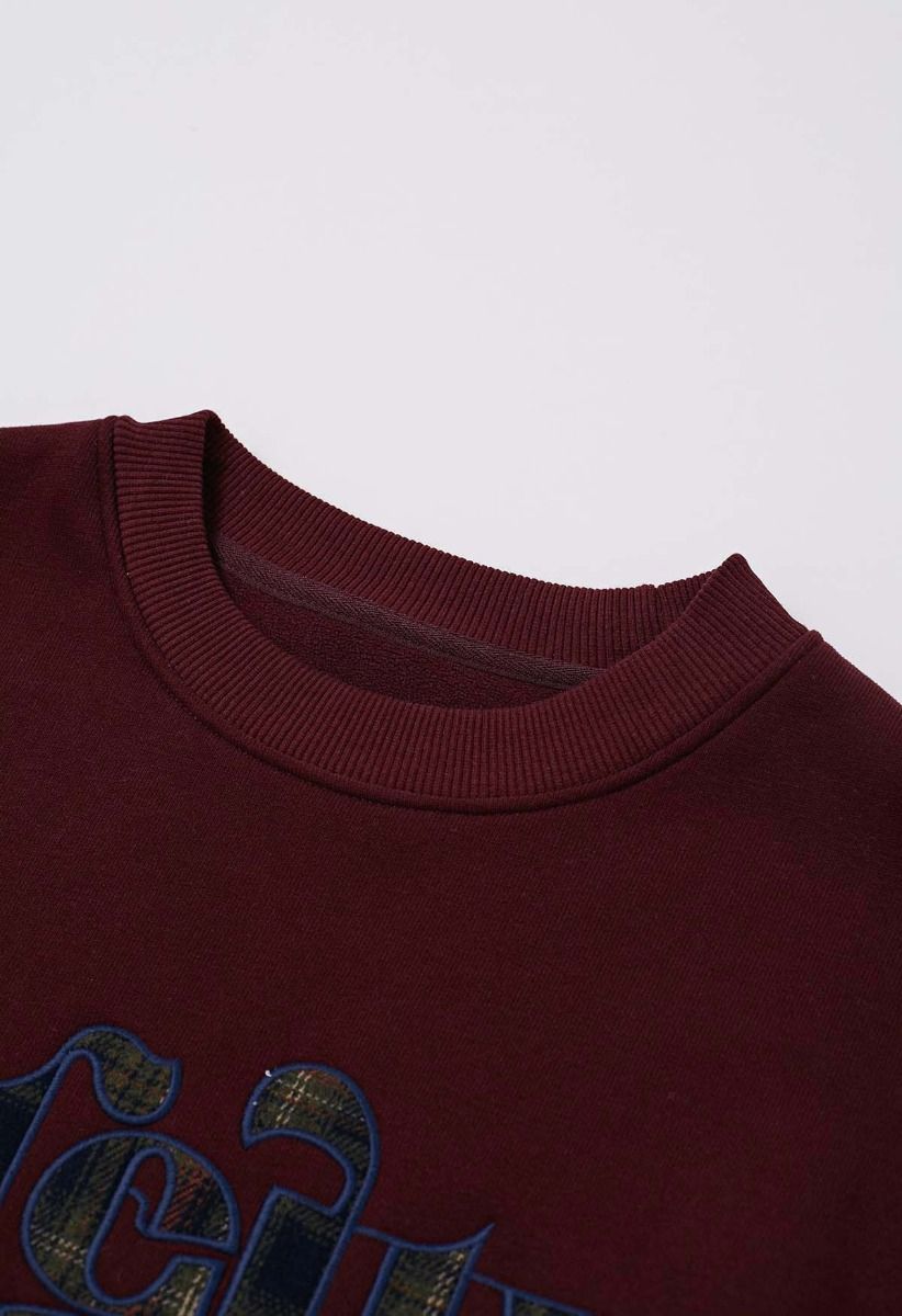 Pretty Soul Fleece-Lined Oversize Sweatshirt in Burgundy