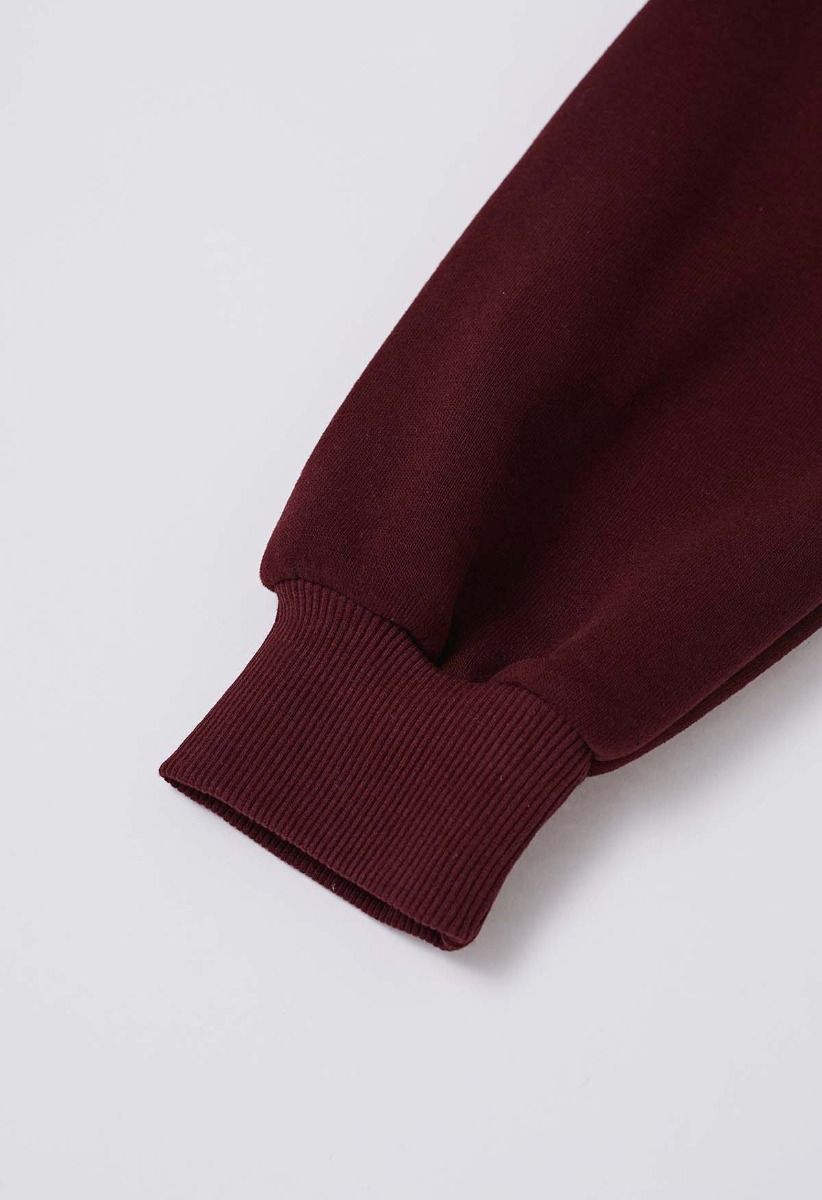 Pretty Soul Fleece-Lined Oversize Sweatshirt in Burgundy