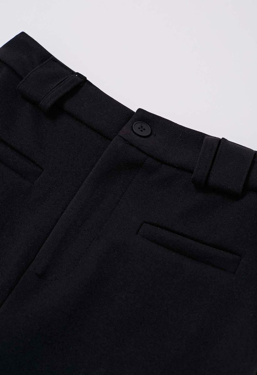 Everyday High-Waisted Back Split Midi Skirt in Black