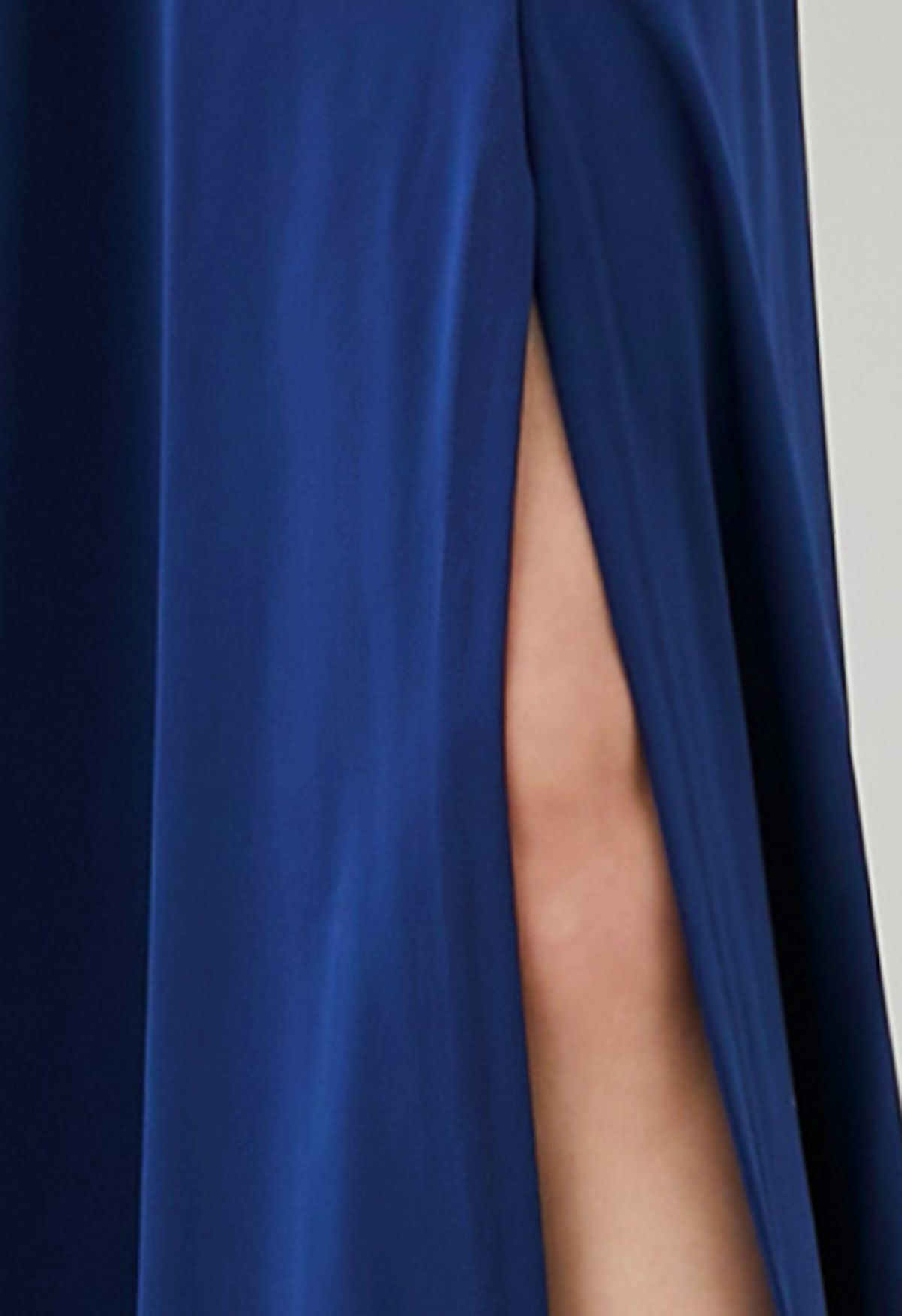 Deep V-Neck Front Split Maxi Gown in Navy