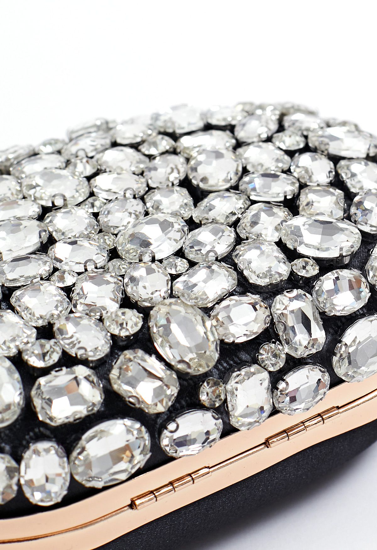 Sparkly Rhinestones Oval Clutch in Black