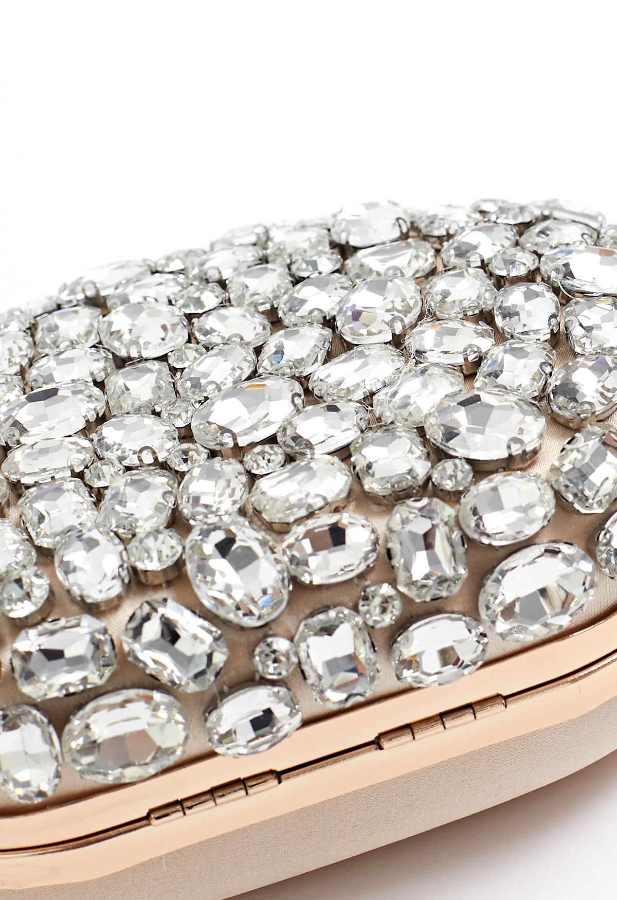 Sparkly Rhinestones Oval Clutch in Champagne