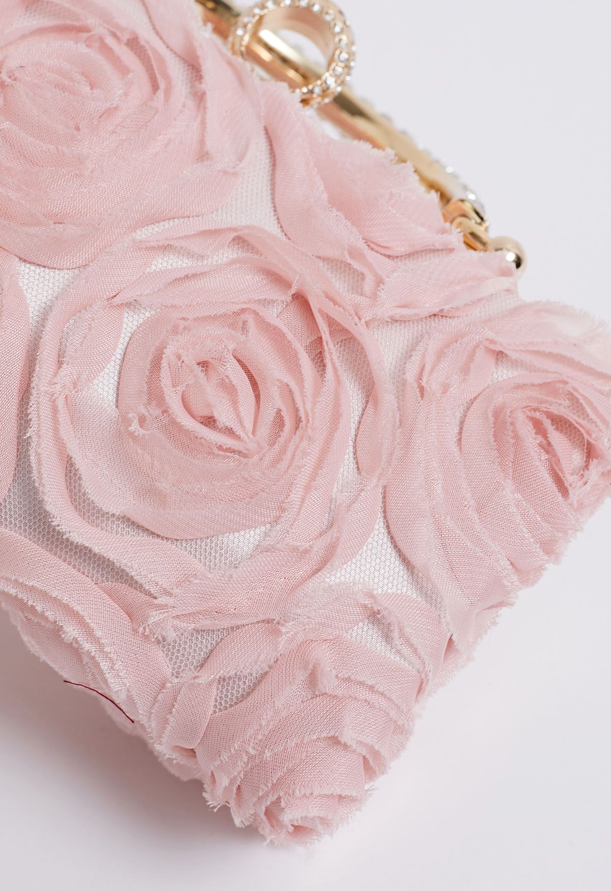 Opulent Rose Rhinestone Handle Clutch in Pink