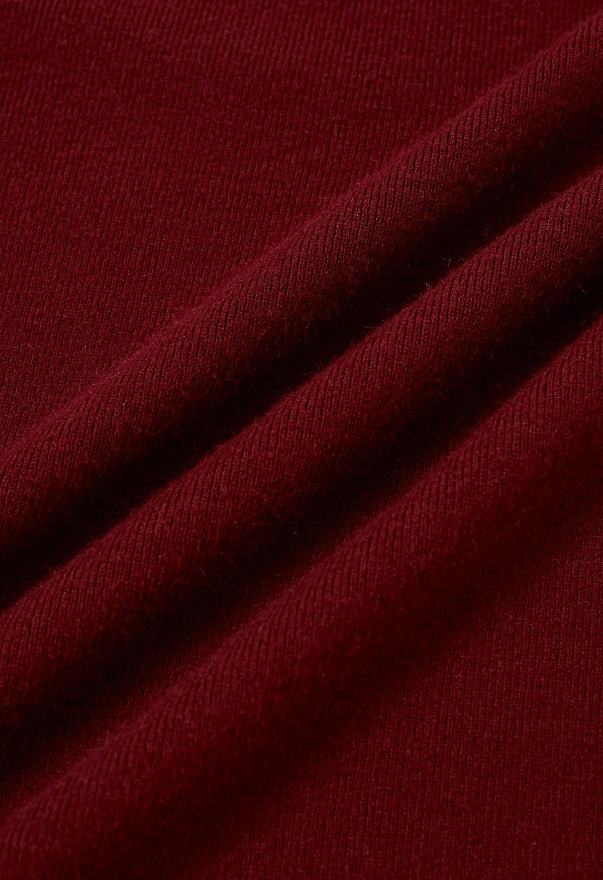 Turtleneck Gigot Sleeve Knit Top in Burgundy