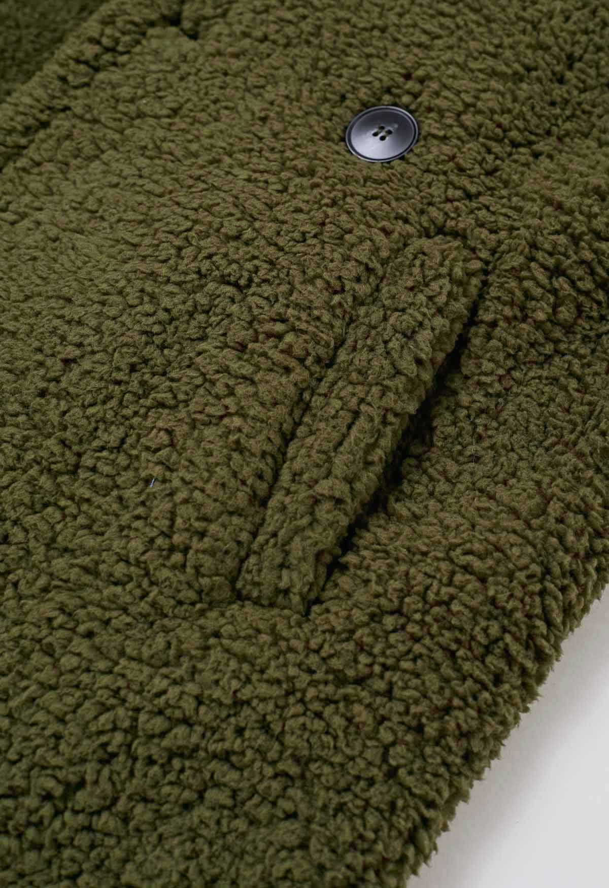 Warmth You Can Wear Hooded Sherpa Coat in Olive