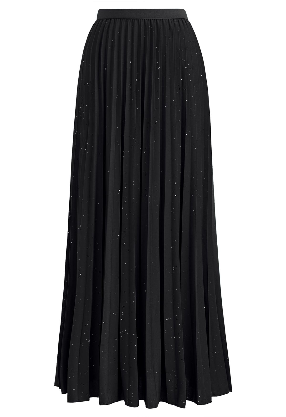 Twinkling Night Pleated Maxi Skirt in Black