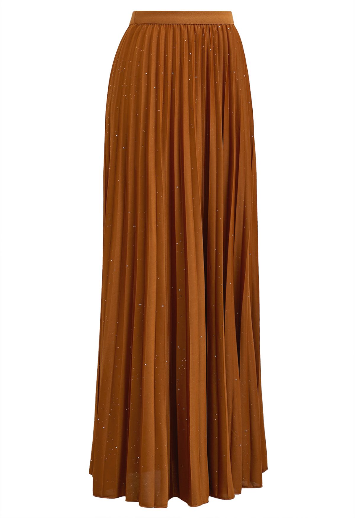 Twinkling Night Pleated Maxi Skirt in Pumpkin