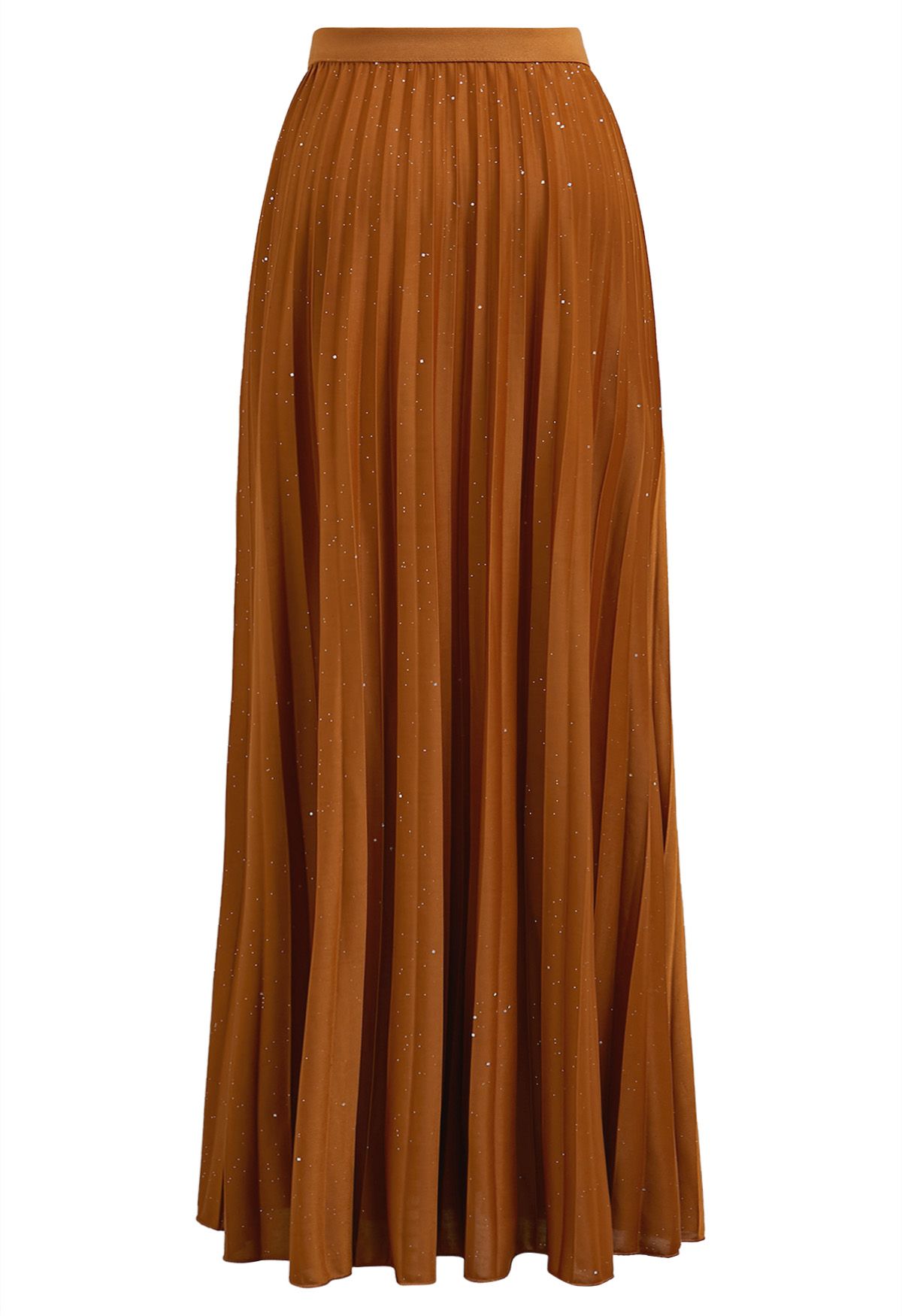 Twinkling Night Pleated Maxi Skirt in Pumpkin