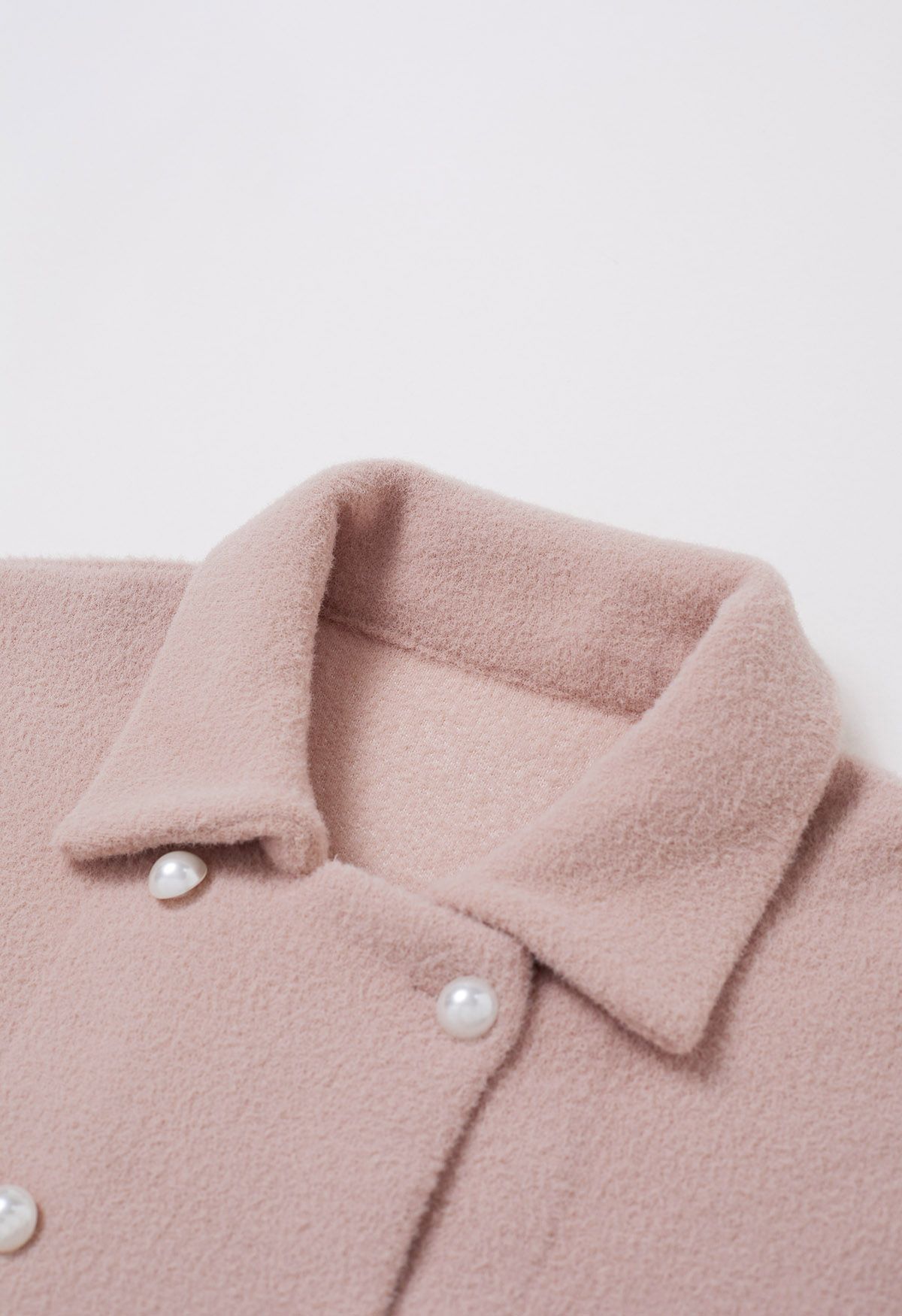 Pearl Double-Breasted Knit Coat in Dusty Pink