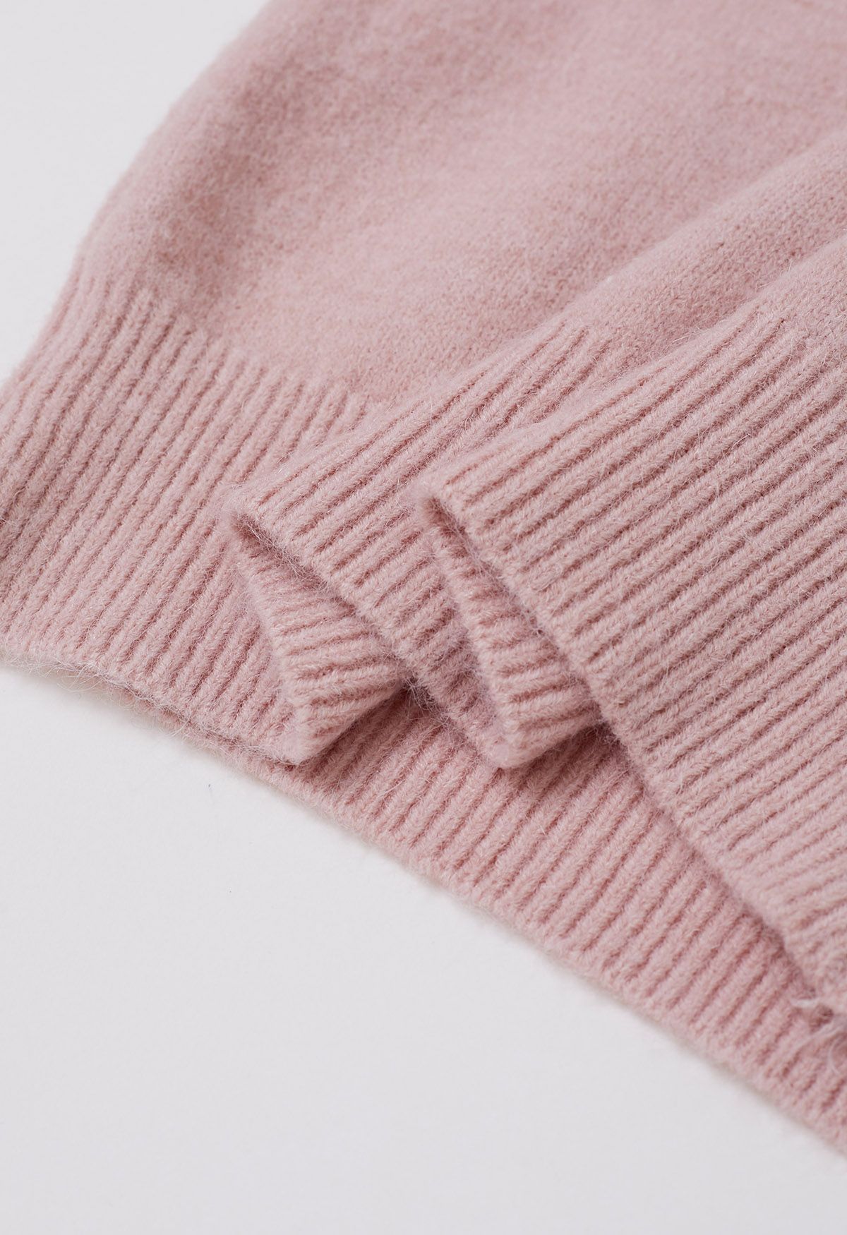 Bowknot-Trimmed Boat Neck Knit Sweater in Pink