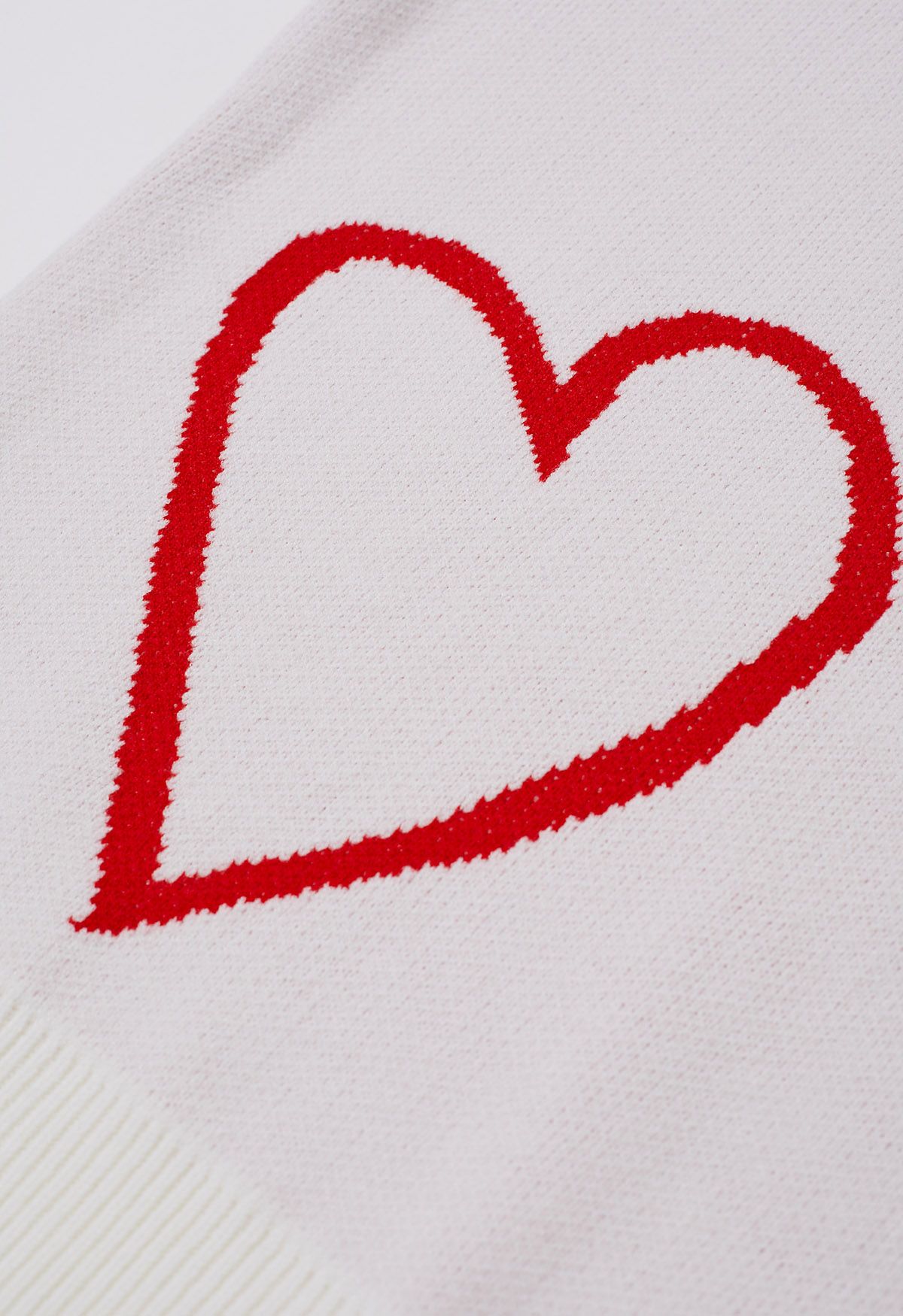 Heart Doodles Crew Neck Knit Sweater in White