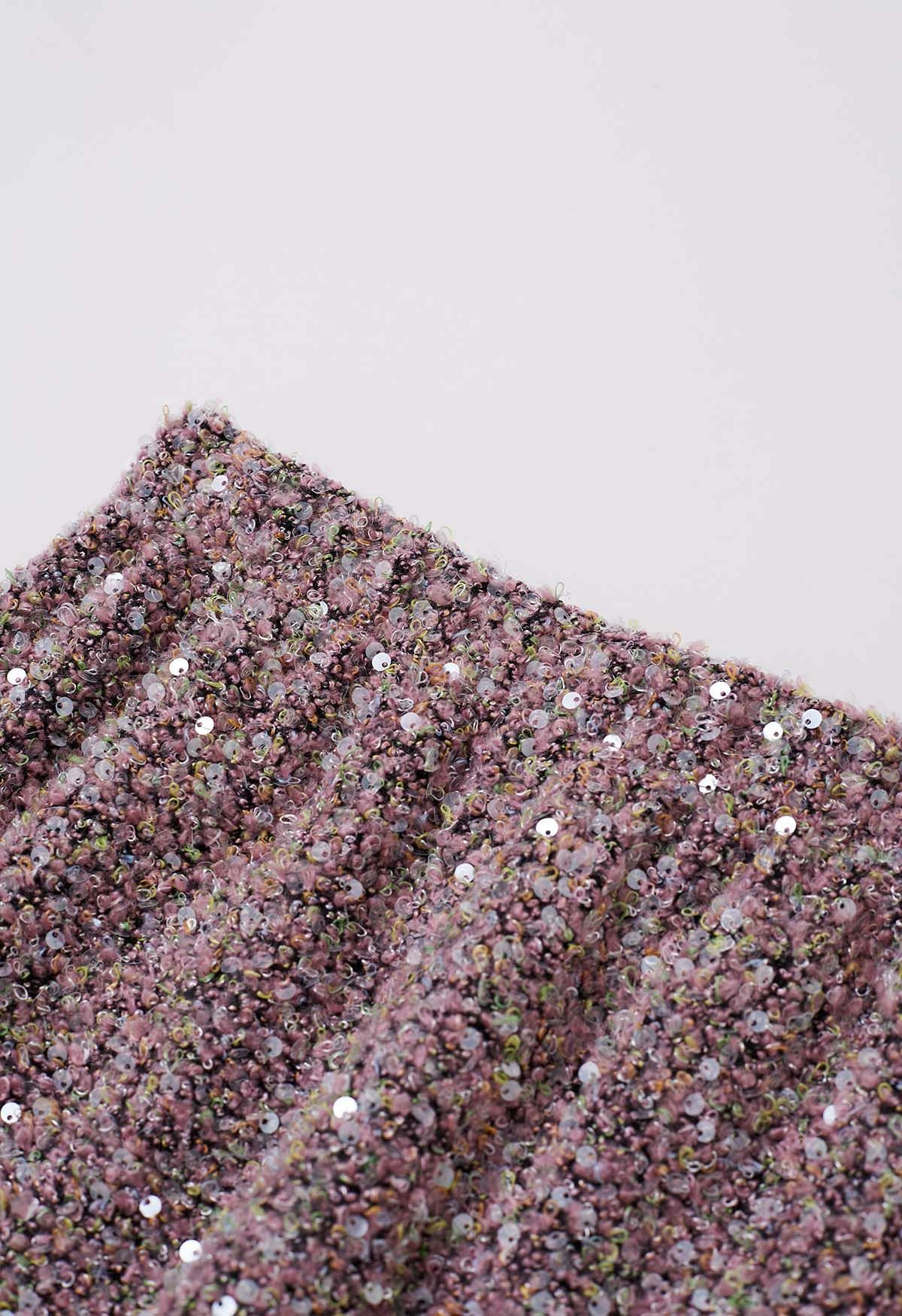 Chromatic Sequins Pencil Maxi Skirt in Dusty Pink