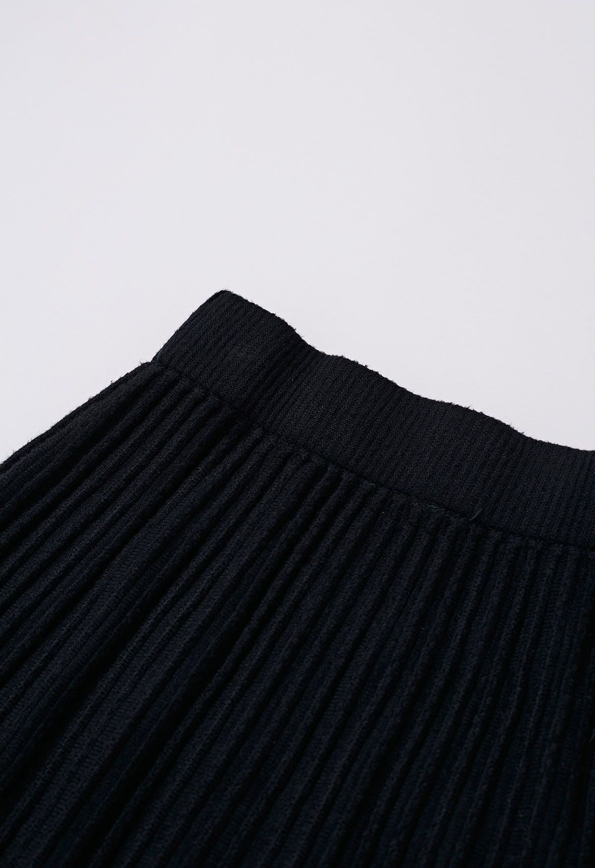 Gentle Touch Ribbed Knit Maxi Skirt in Black