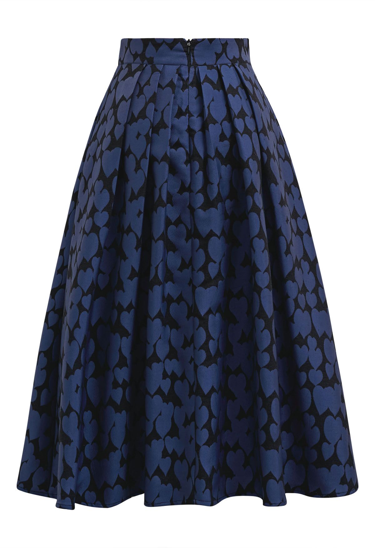 Dreamy Heart Accented Pleated A-Line Midi Skirt