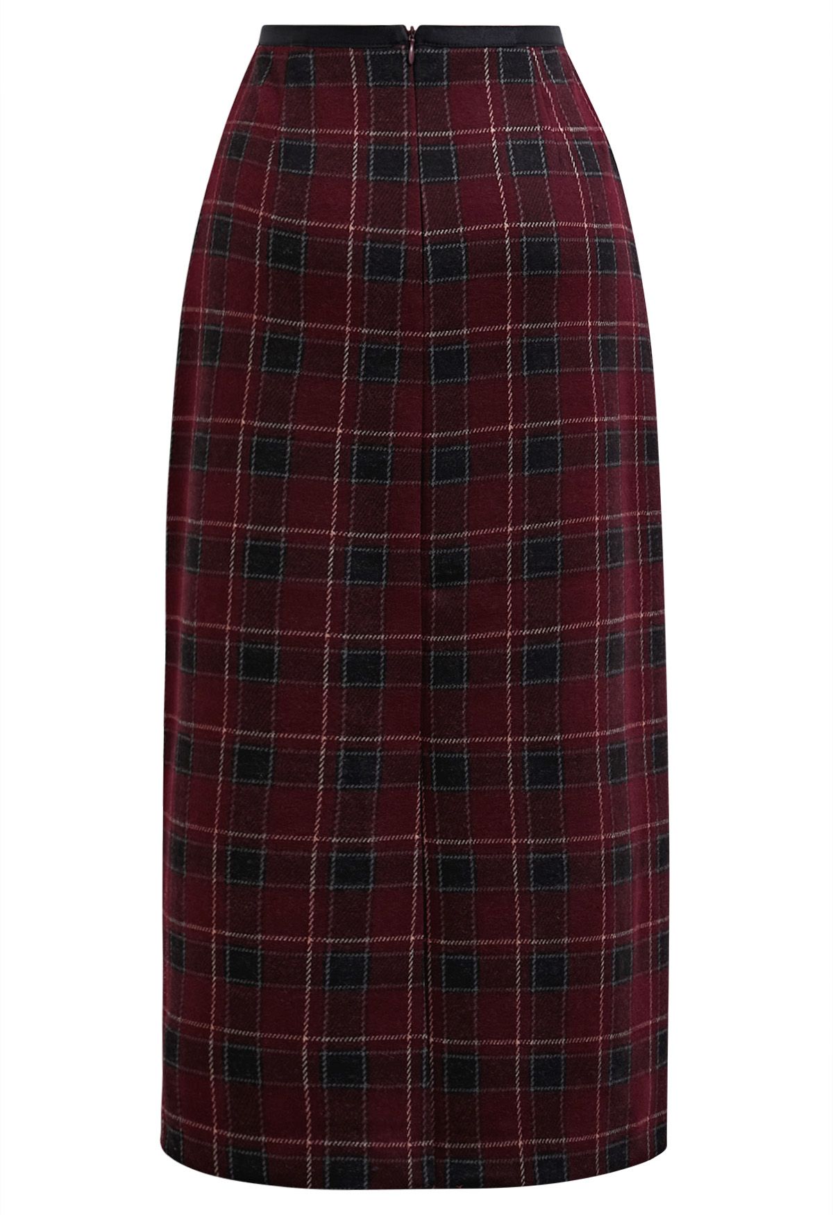 Effortlessly Stylish Plaid Pencil Midi Skirt