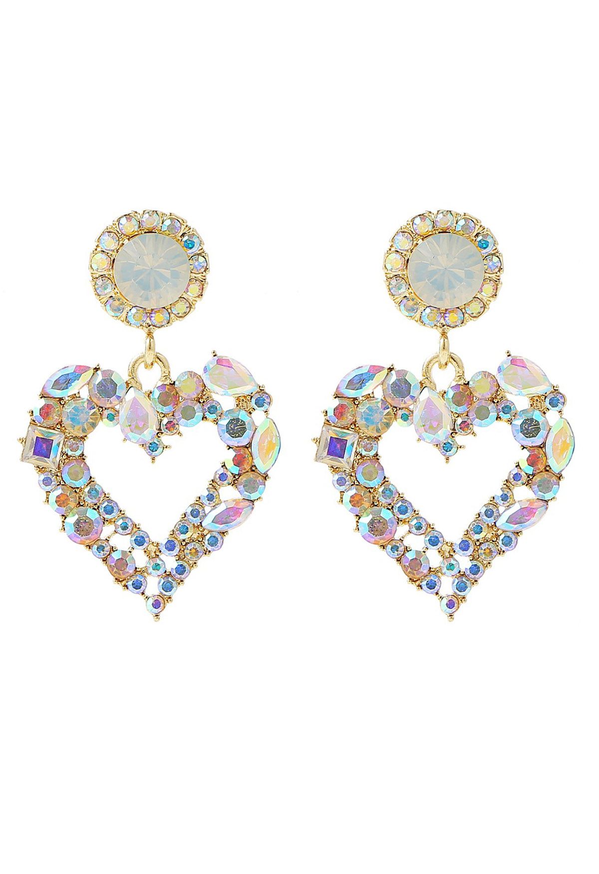 Colorful Rhinestone Heart Earrings