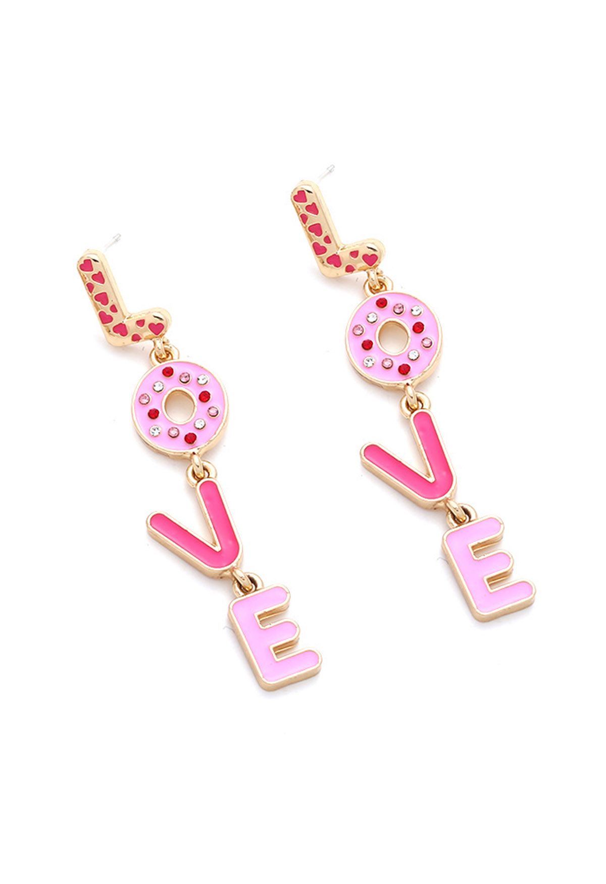 Love Letters Rhinestone Oil Spilling Earrings