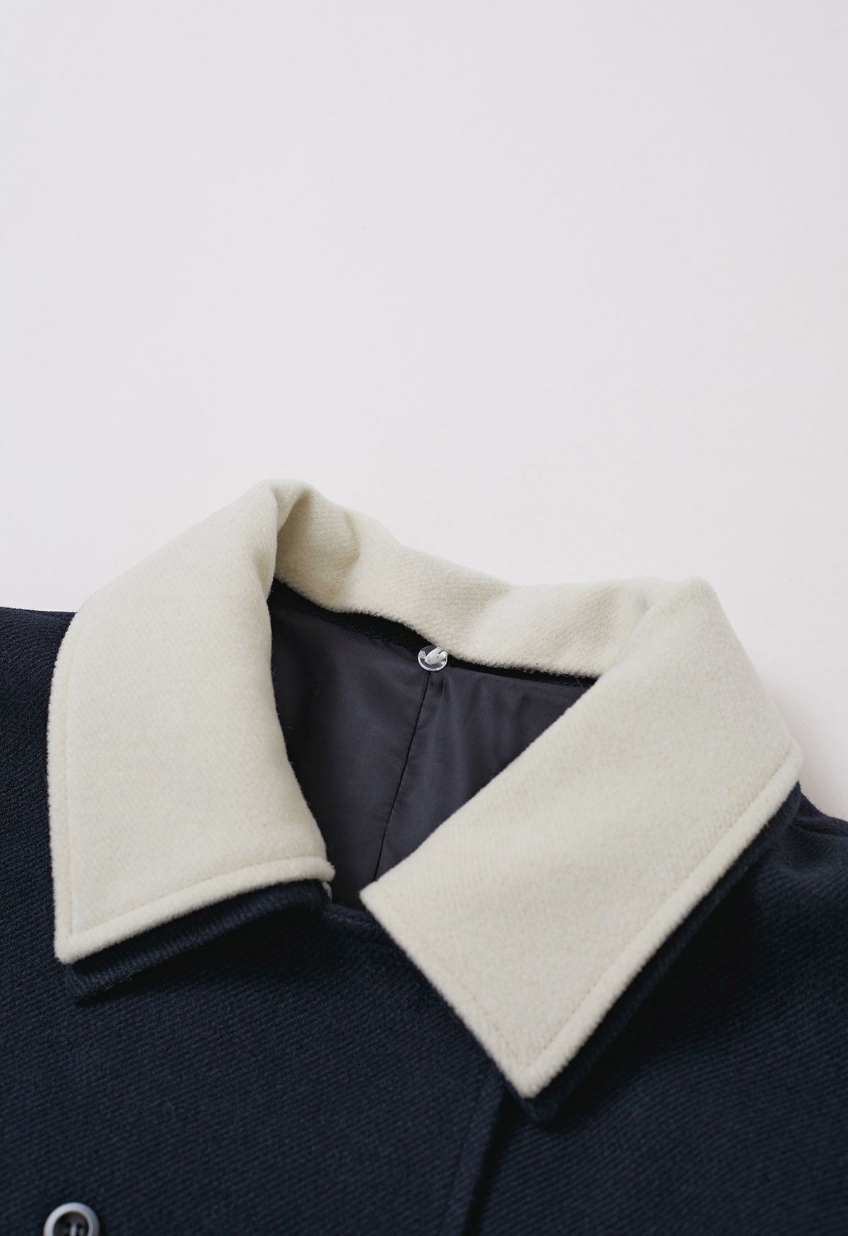 Double-Layer Collar Buttoned Coat in Navy