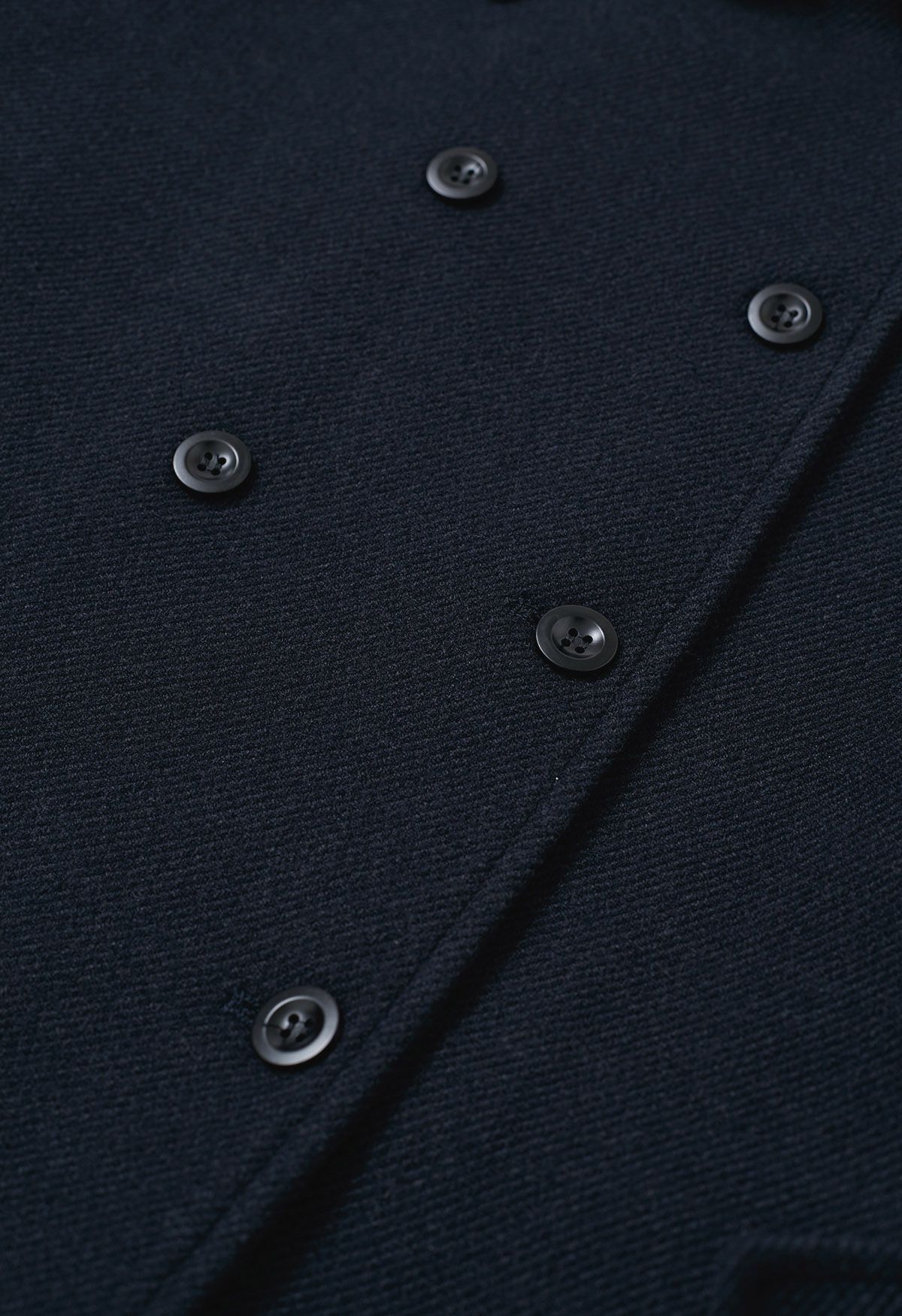 Double-Layer Collar Buttoned Coat in Navy