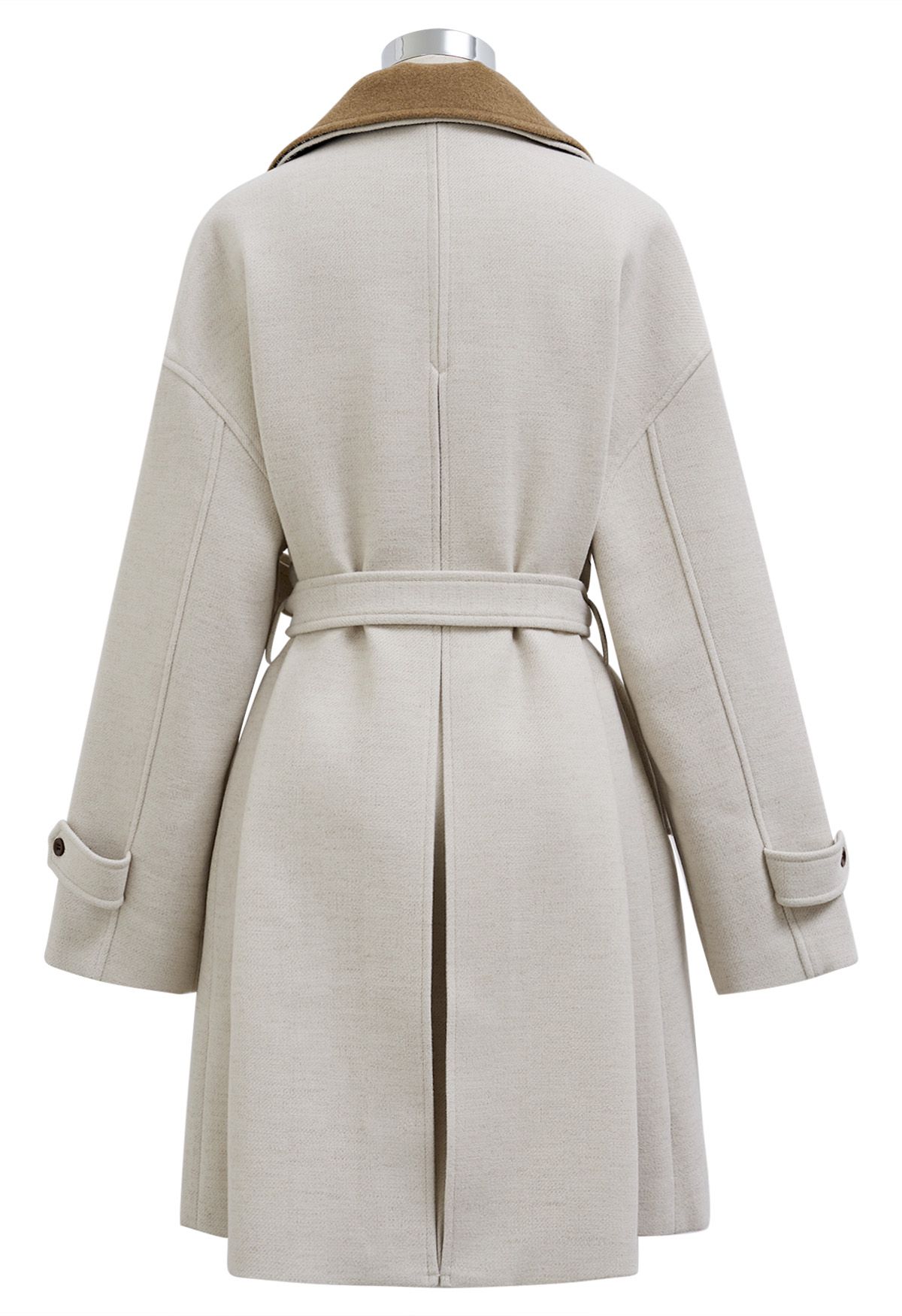 Double-Layer Collar Buttoned Coat in Ivory